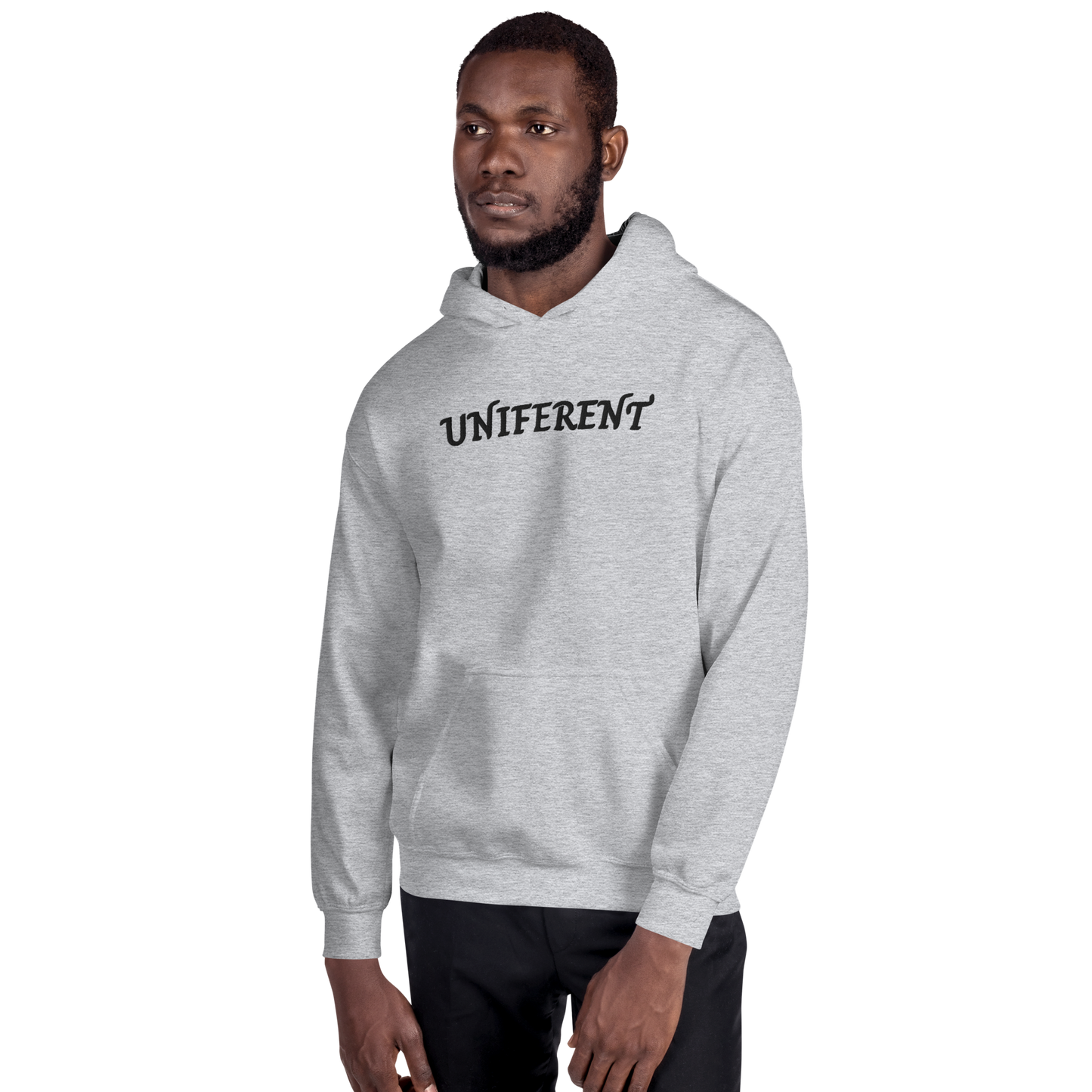 UNIFERENT EMB LARGE Full Logo Centre Light Unisex Hoodie (123)