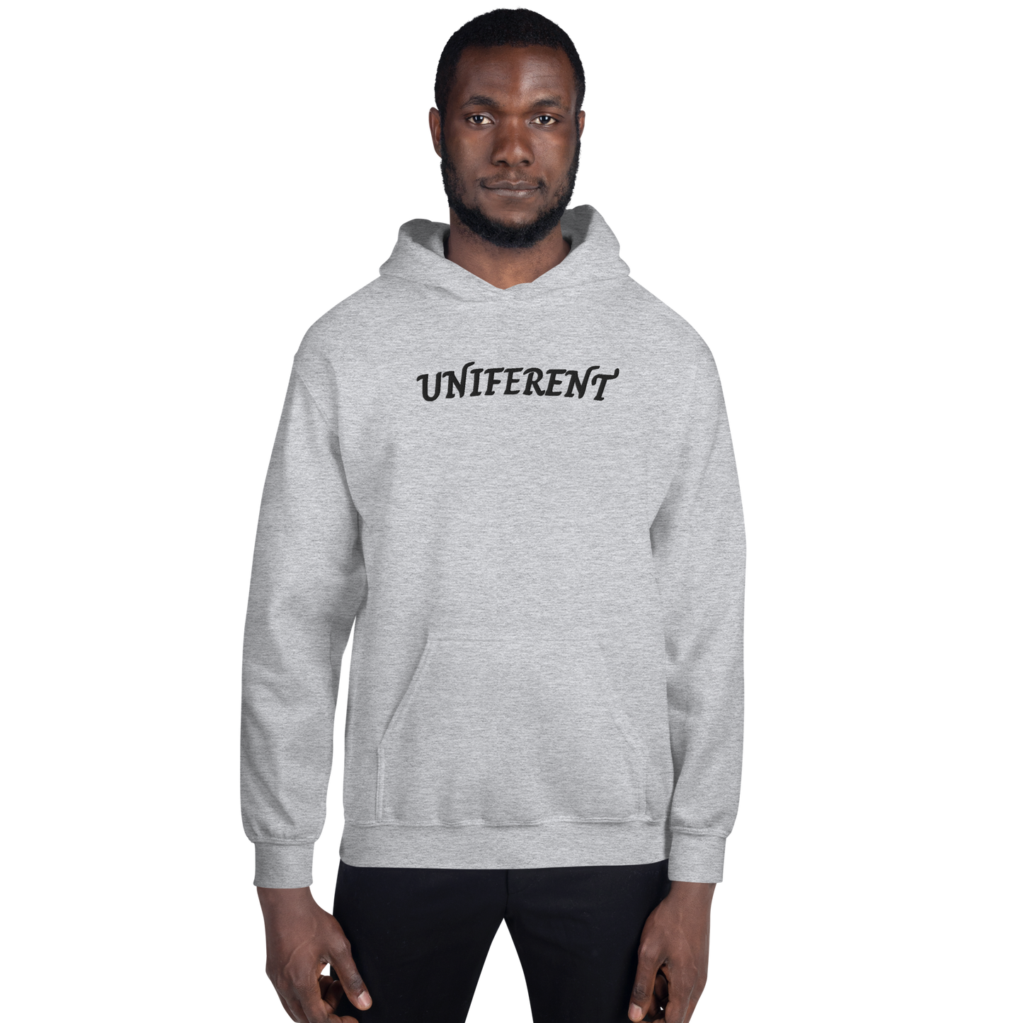 UNIFERENT EMB LARGE Full Logo Centre Light Unisex Hoodie (123)