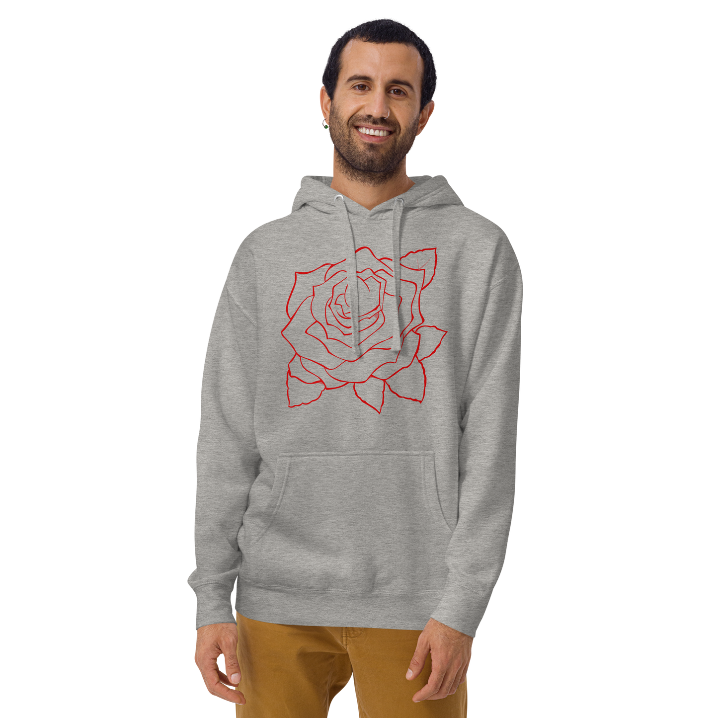 UNIFERENT VALENTINE RED rose with red back logo light Unisex Hoody (85)