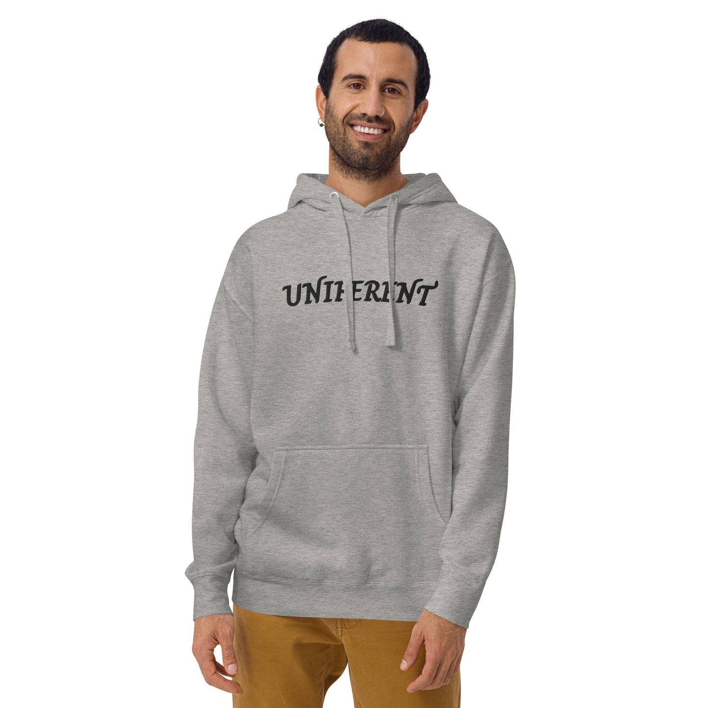 UNIFERENT EMB FULL Centre Logo Curved Light Unisex Premium Hoodie (125)
