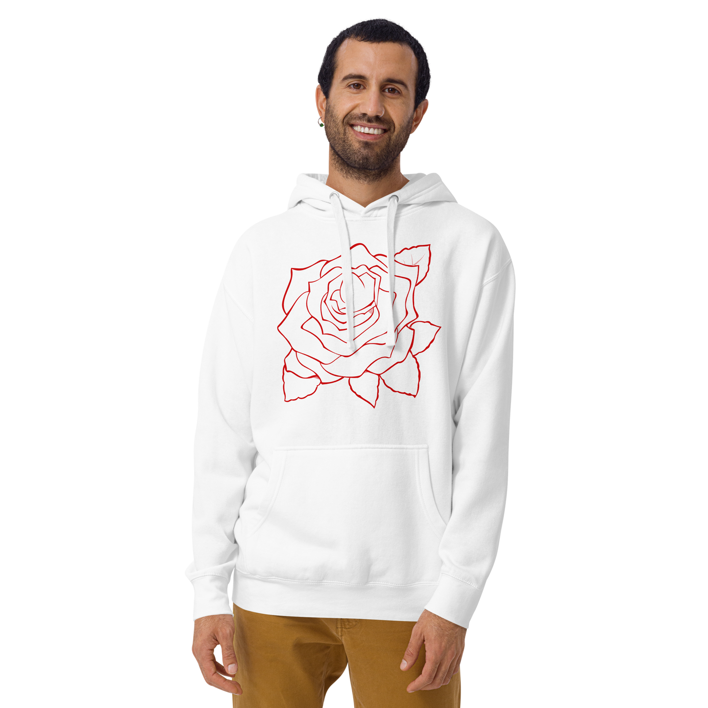 UNIFERENT VALENTINE RED rose with red back logo light Unisex Hoody (85)