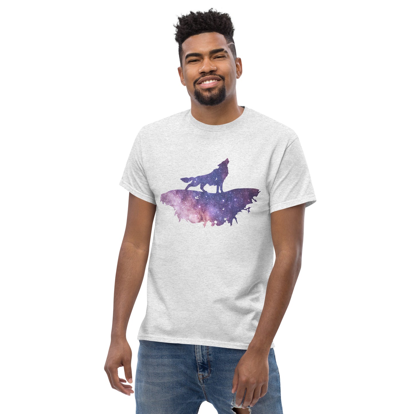 UNIFERENT DARK SKIES wolf cut one light Men's classic tee (79)