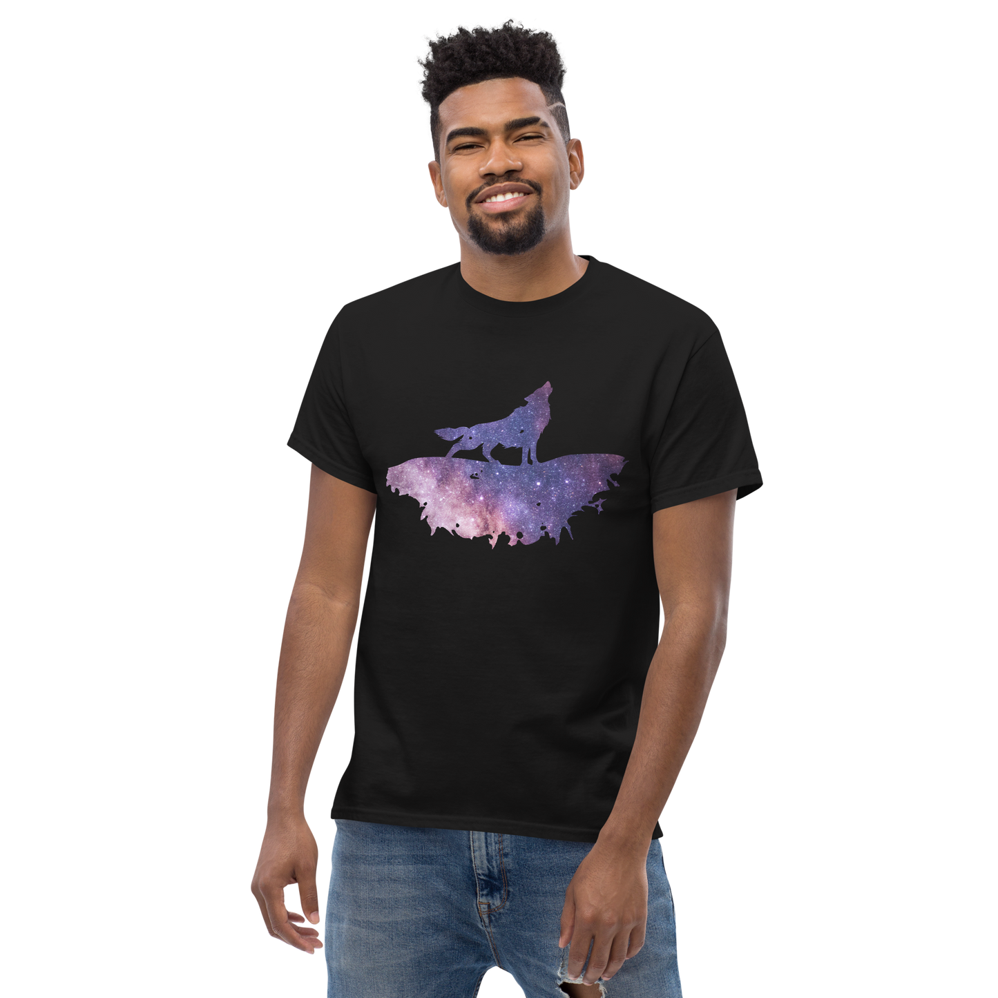 UNIFERENT DARK SKIES wolf cut one dark Men's classic tee (81)