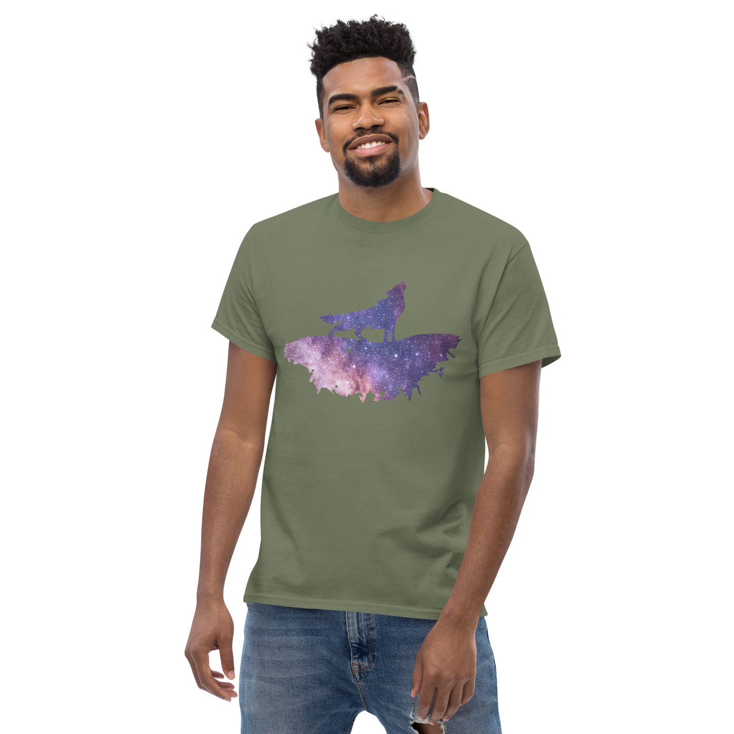 UNIFERENT DARK SKIES wolf cut one dark Men's classic tee (81)