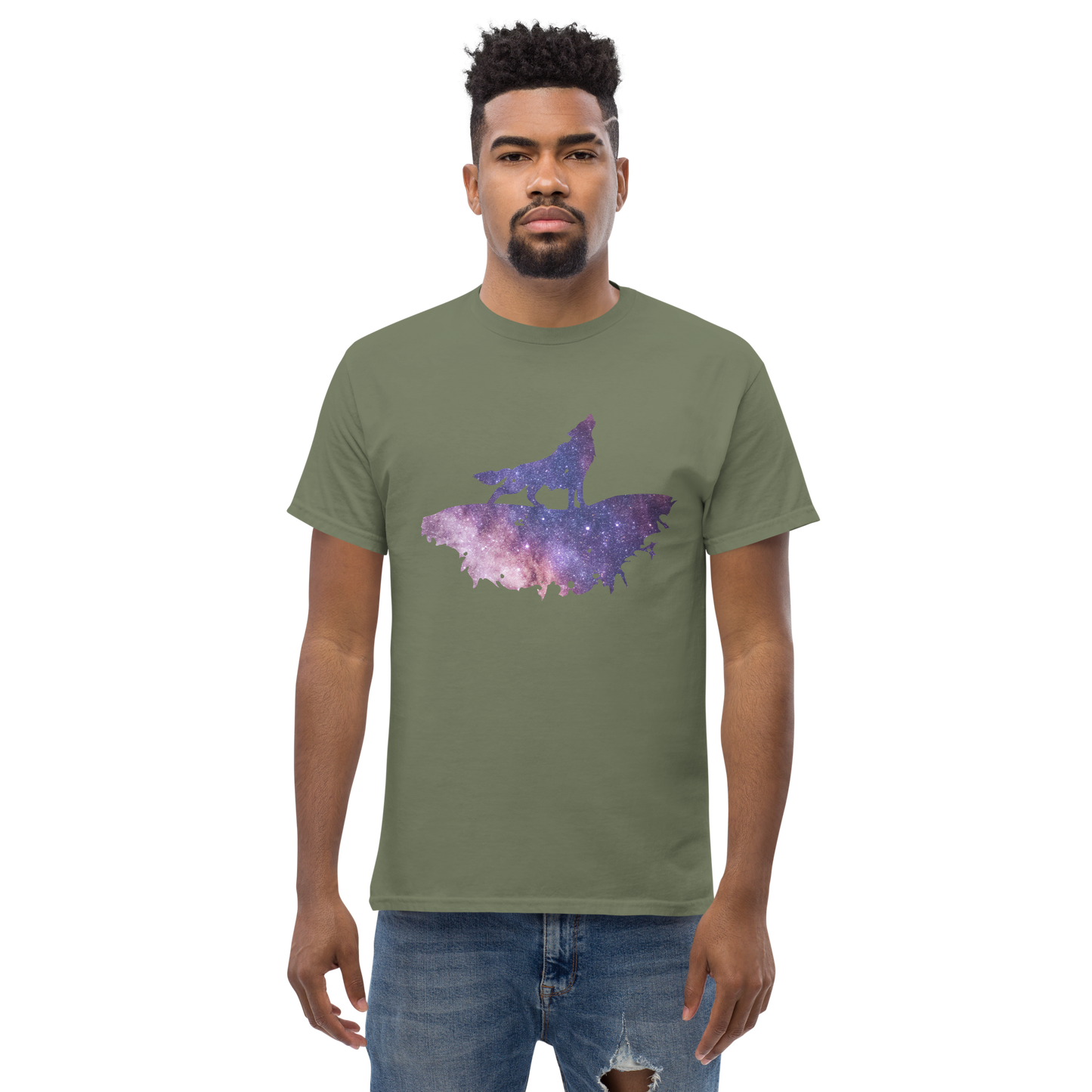 UNIFERENT DARK SKIES wolf cut one dark Men's classic tee (81)