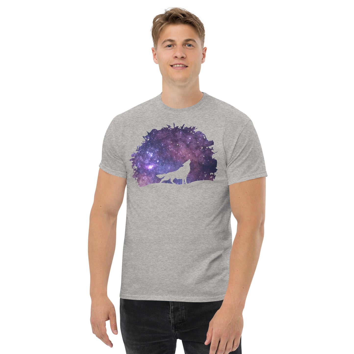 UNIFERENT DARK SKIES wolf cut one inverted light Men's classic tee (80)