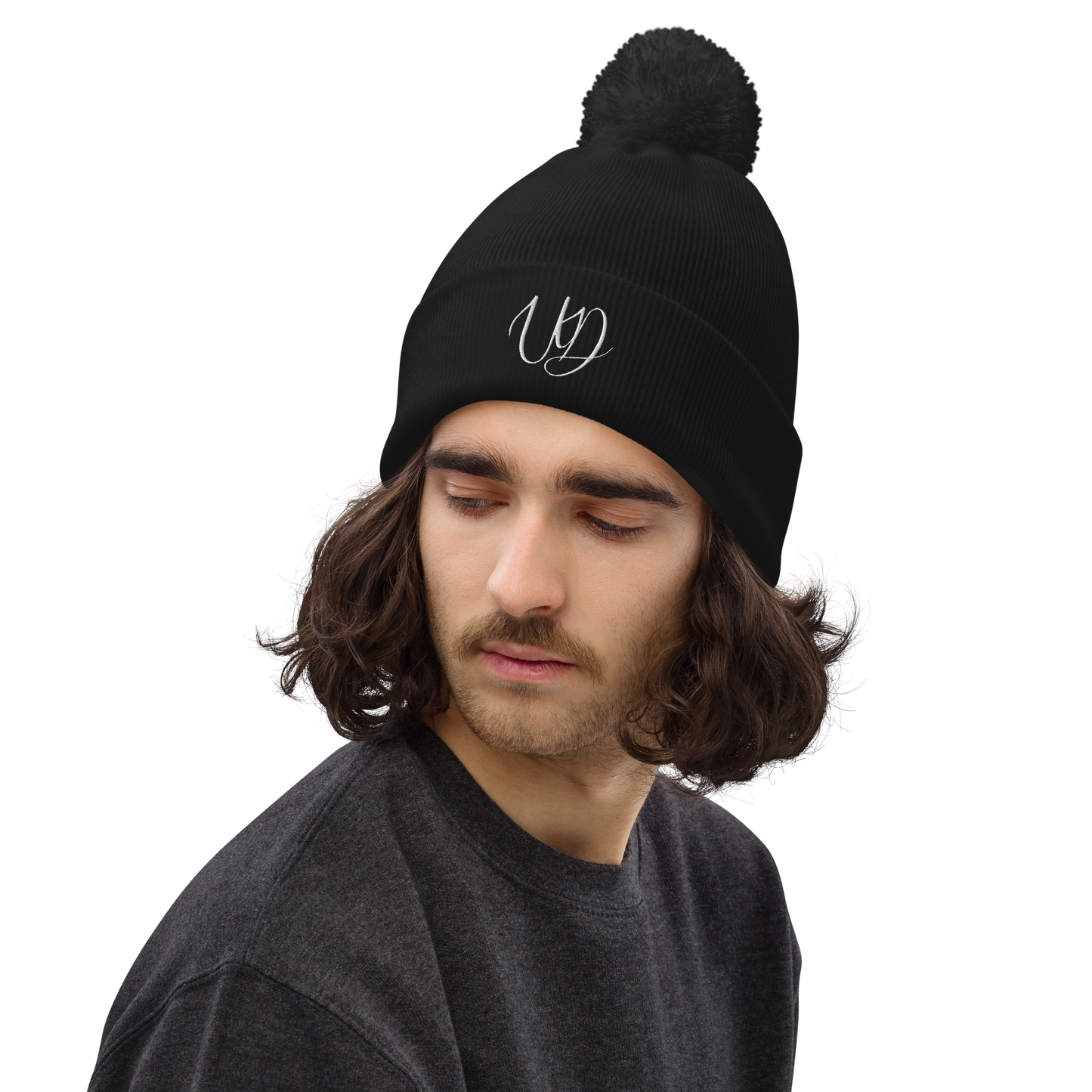 UNIFERENT EMBROIDERED WHITE logo Double layer knit Pom-Pom Unisex beanie (33)