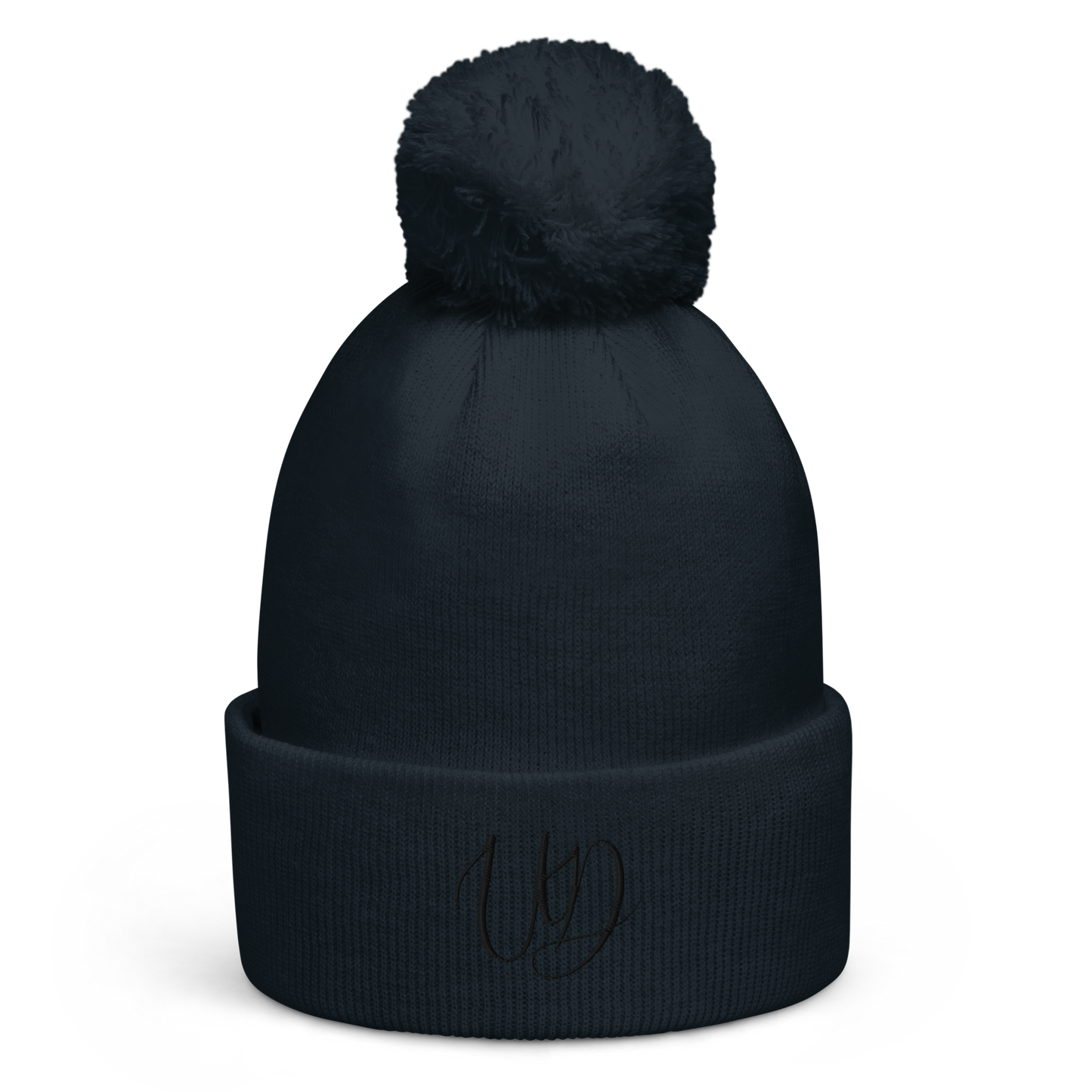 UNIFERENT EMBROIDERED BLACK logo Double layer knit Pom-Pom Unisex beanie (34)