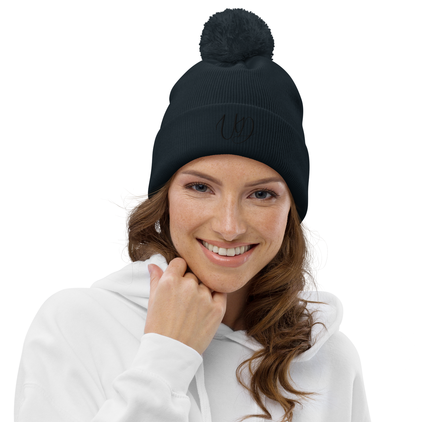 UNIFERENT EMBROIDERED BLACK logo Double layer knit Pom-Pom Unisex beanie (34)