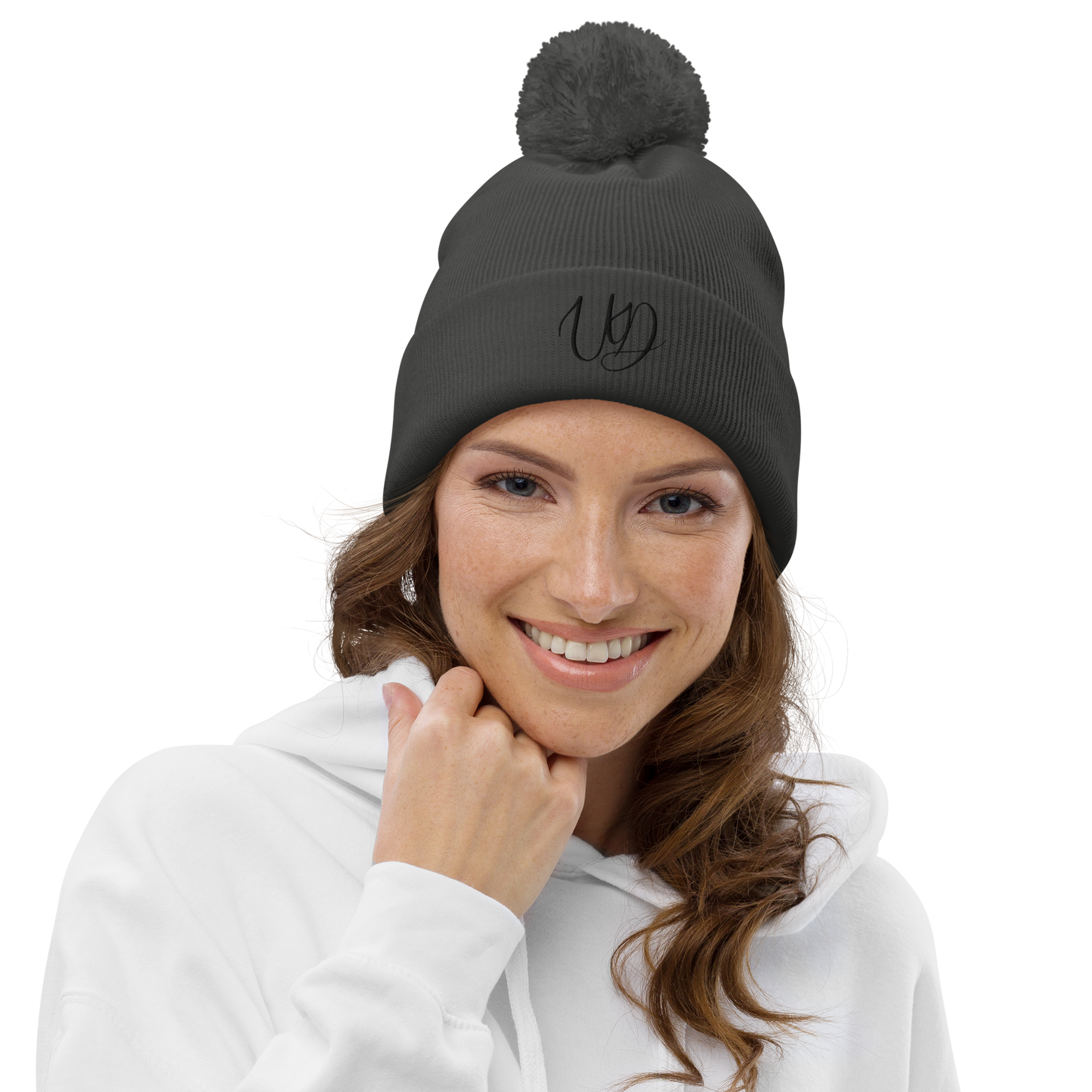 UNIFERENT EMBROIDERED BLACK logo Double layer knit Pom-Pom Unisex beanie (34)