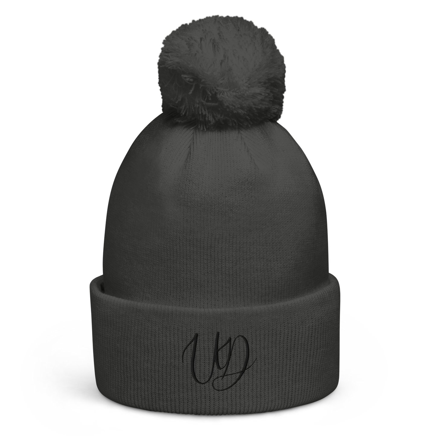 UNIFERENT EMBROIDERED BLACK logo Double layer knit Pom-Pom Unisex beanie (34)