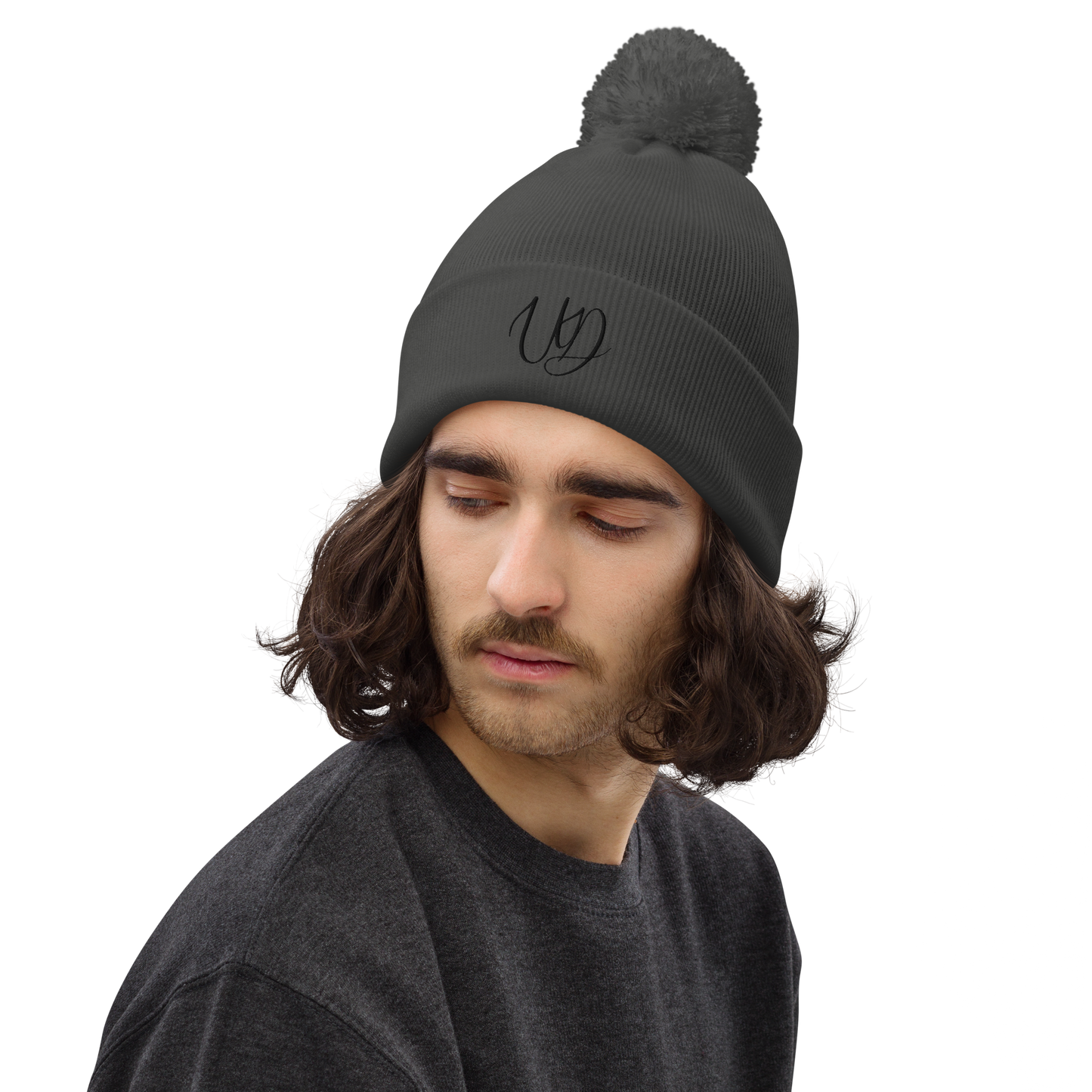 UNIFERENT EMBROIDERED BLACK logo Double layer knit Pom-Pom Unisex beanie (34)