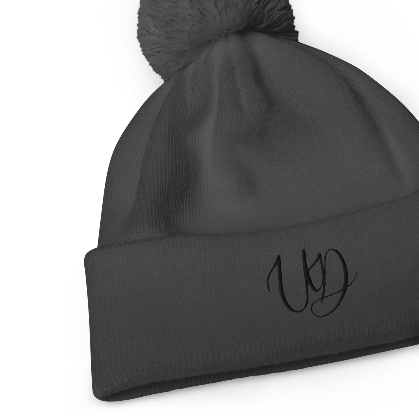 UNIFERENT EMBROIDERED BLACK logo Double layer knit Pom-Pom Unisex beanie (34)