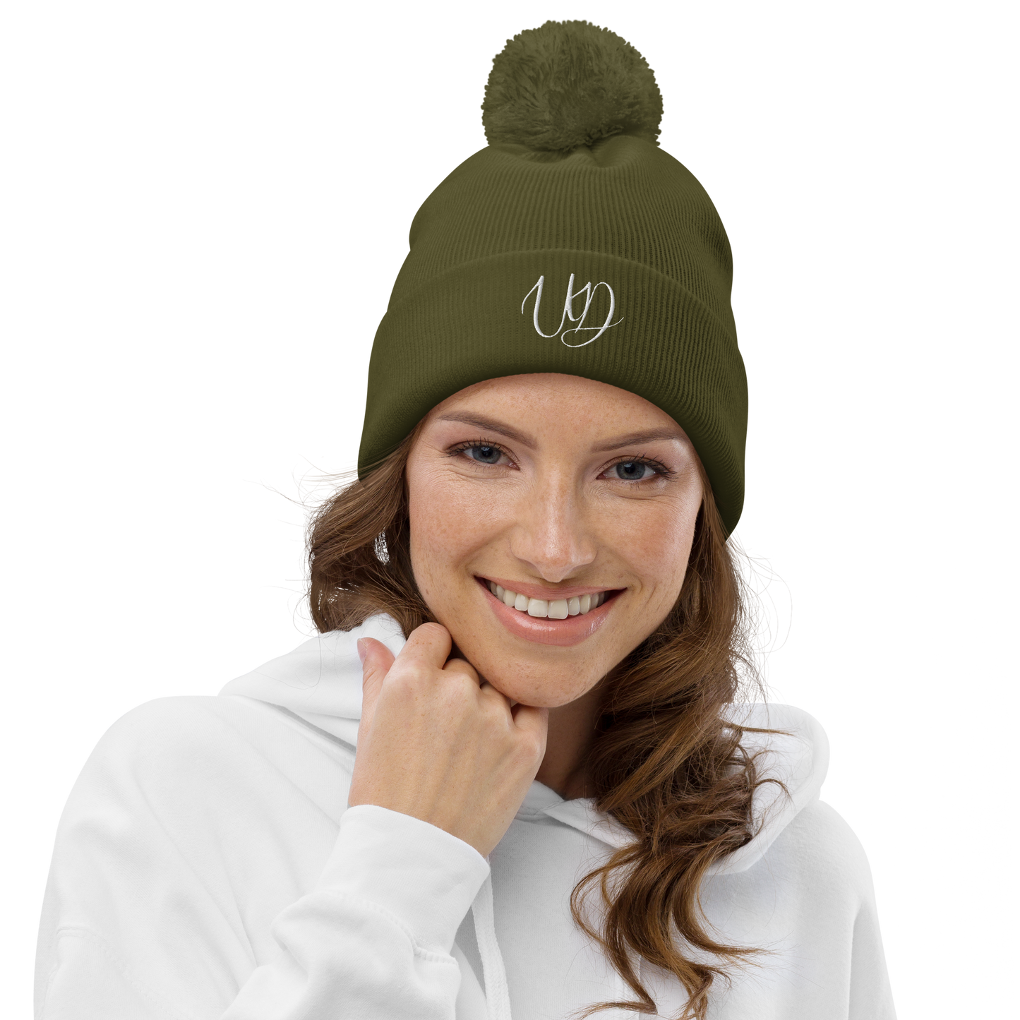 UNIFERENT EMBROIDERED WHITE logo Double layer knit Pom-Pom Unisex beanie (33)