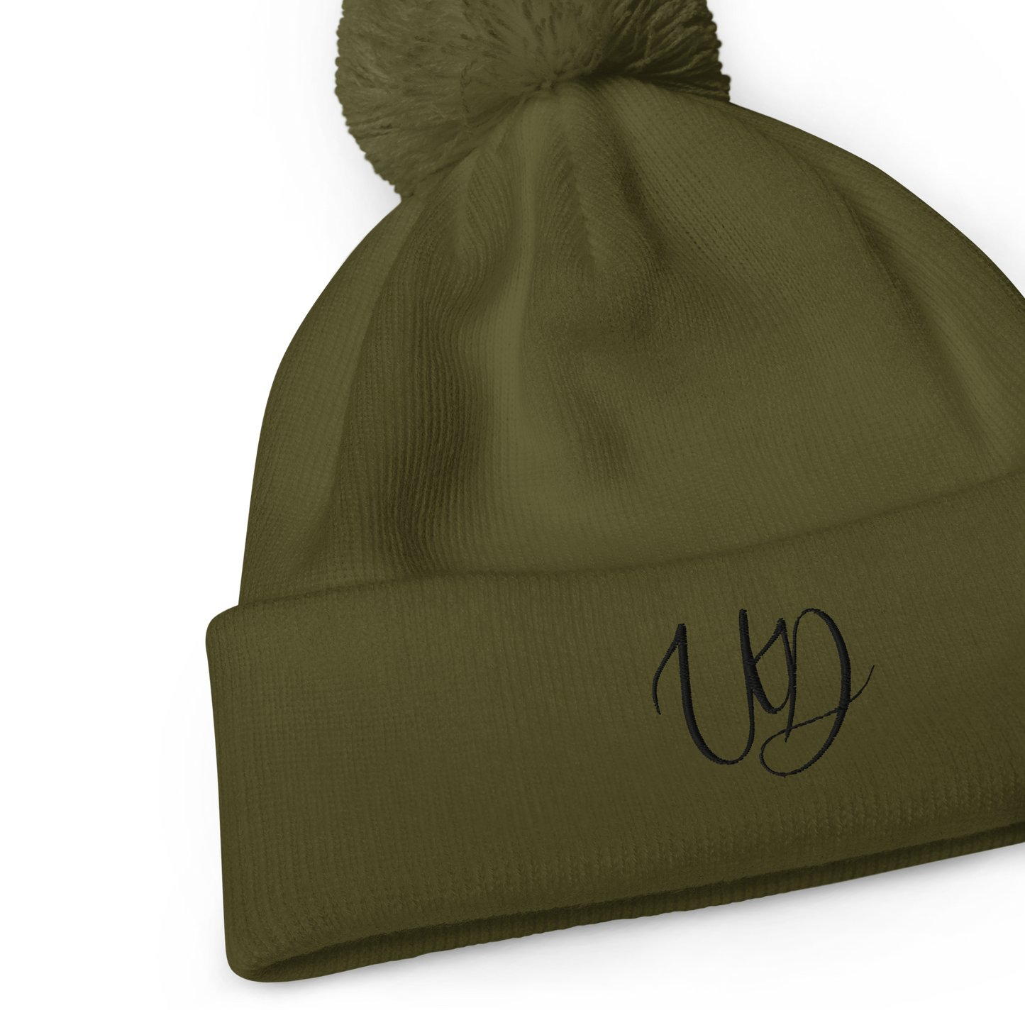 UNIFERENT EMBROIDERED BLACK logo Double layer knit Pom-Pom Unisex beanie (34)