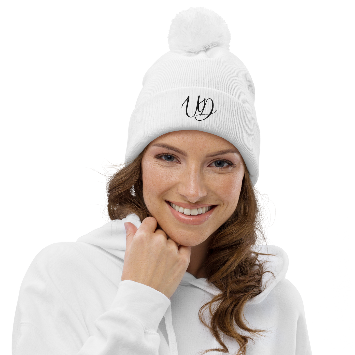 UNIFERENT EMBROIDERED BLACK logo Double layer knit Pom-Pom Unisex beanie (34)