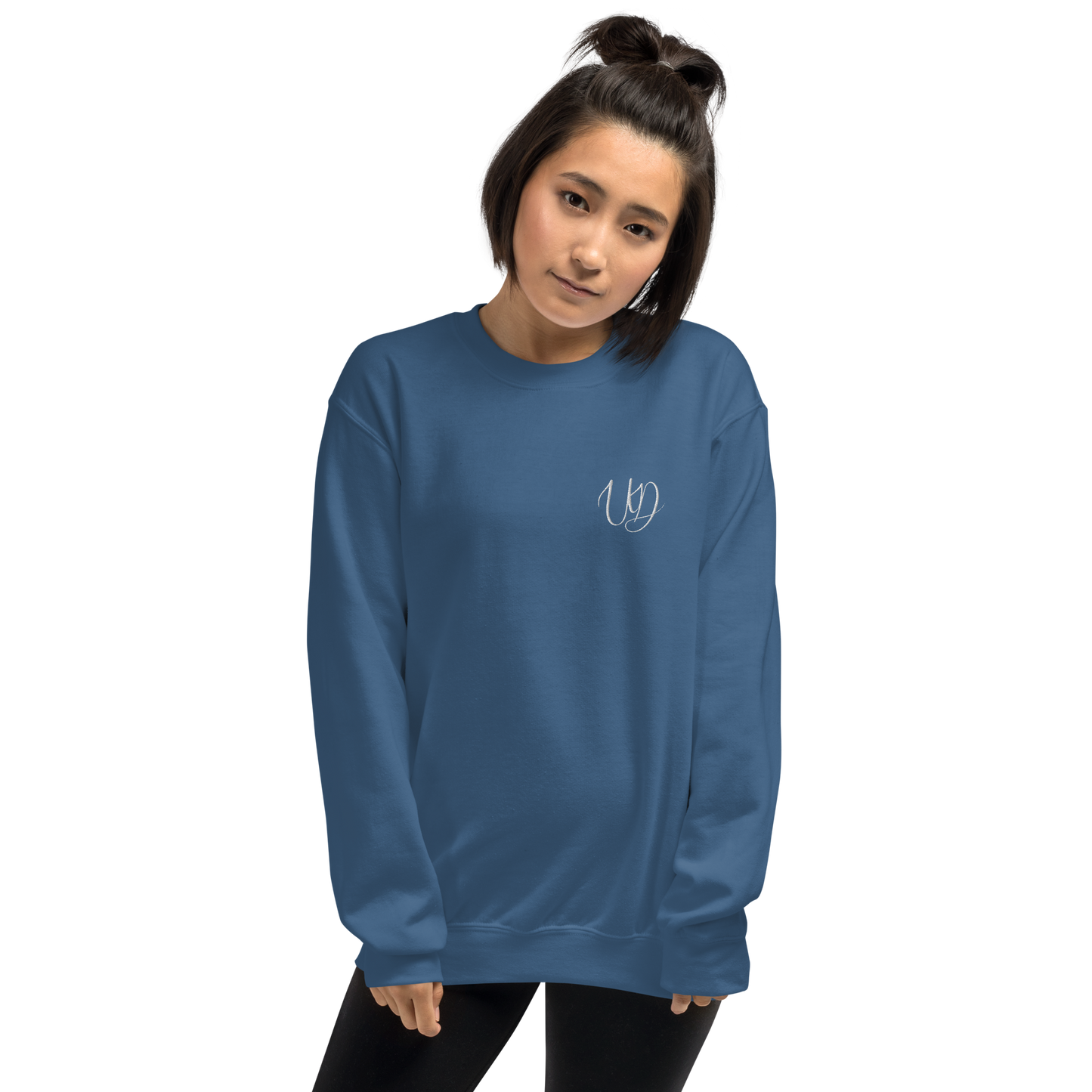 UNIFERENT EMBROIDERED SMALL logo white Unisex Sweatshirt (20)