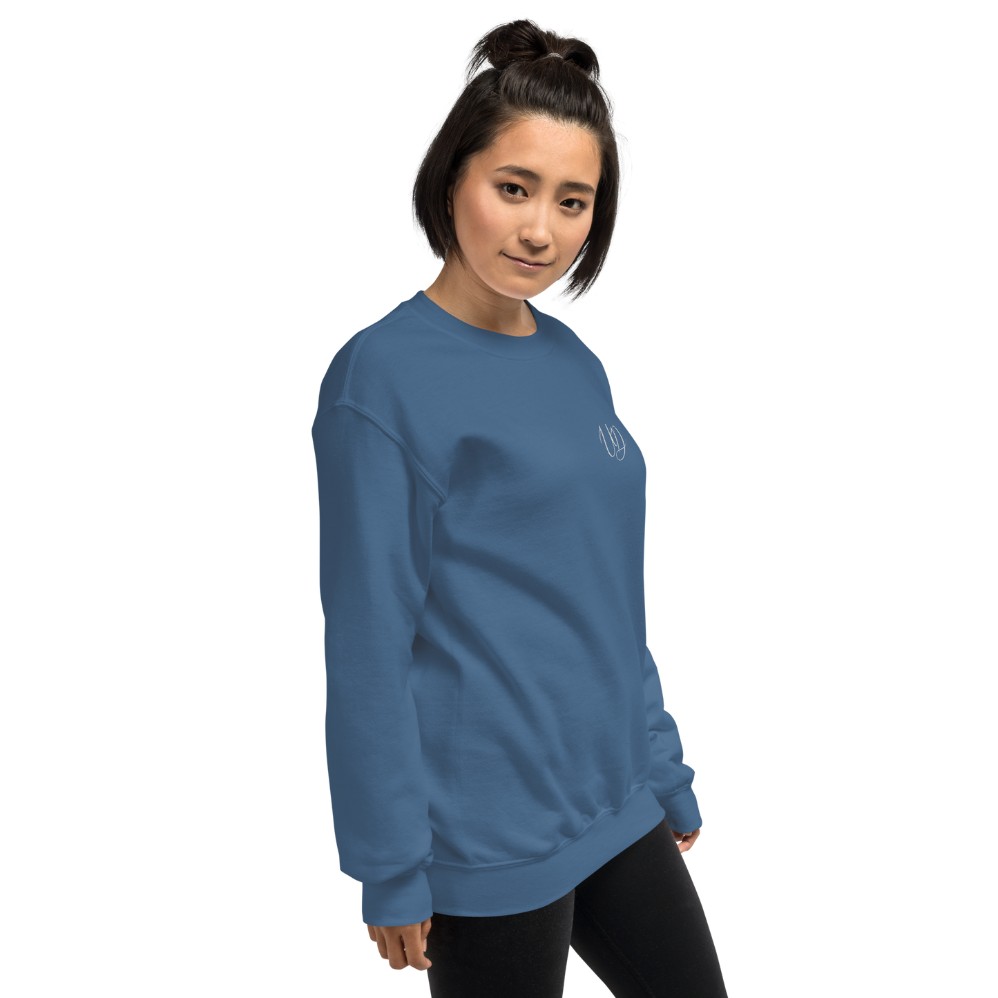 UNIFERENT EMBROIDERED SMALL logo white Unisex Sweatshirt (20)