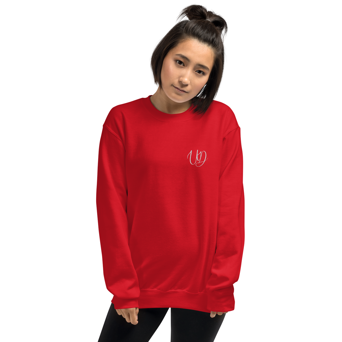 UNIFERENT EMBROIDERED SMALL logo white Unisex Sweatshirt (20)