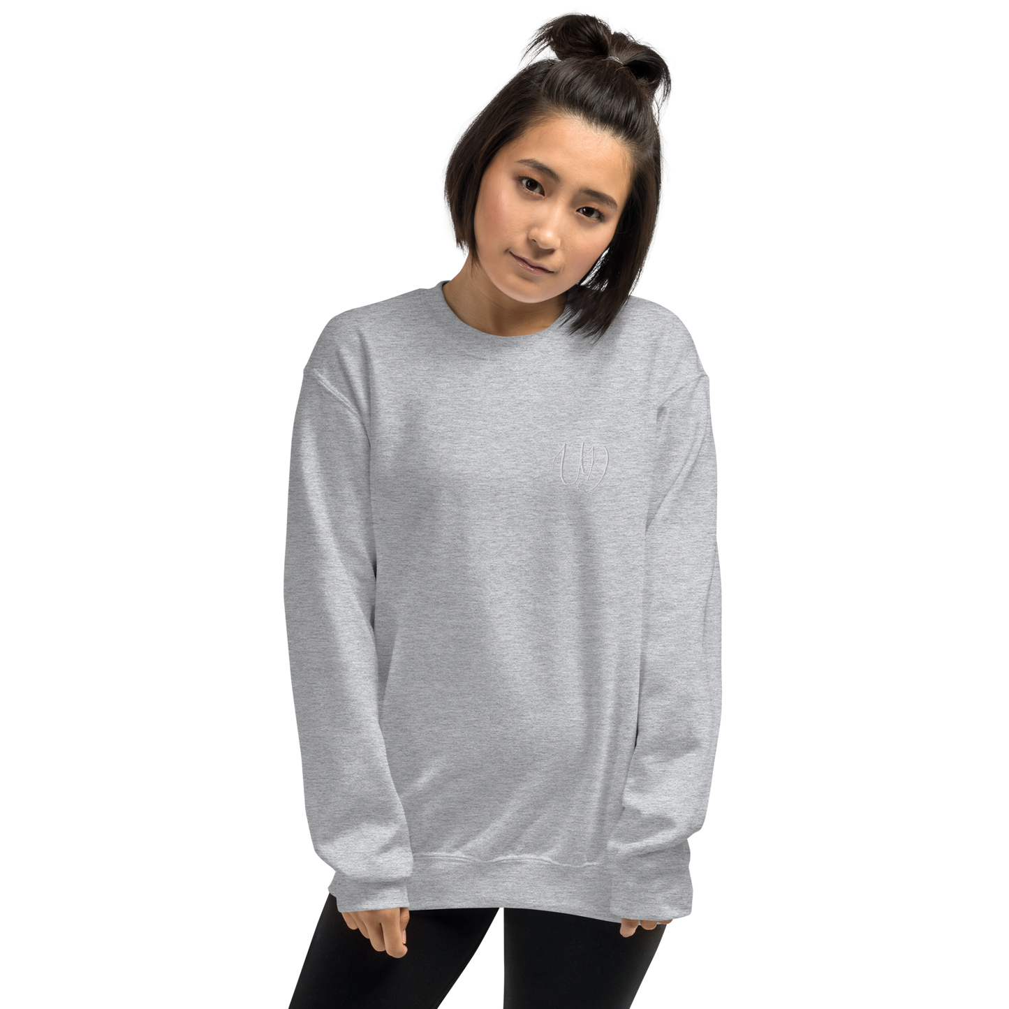 UNIFERENT EMBROIDERED SMALL logo white Unisex Sweatshirt (20)