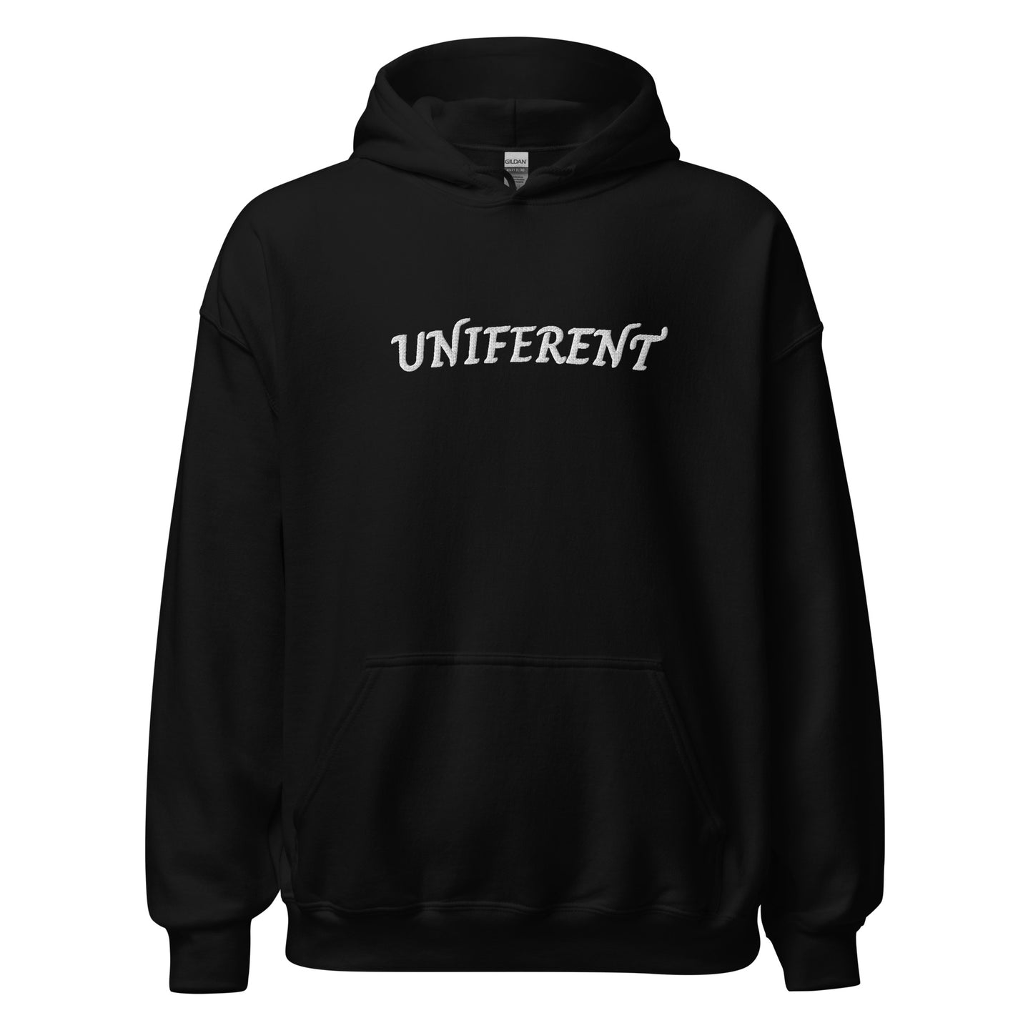 UNIFERENT FULL LOGO Large Centre Embroidered Dark Unisex Hoodie (143)