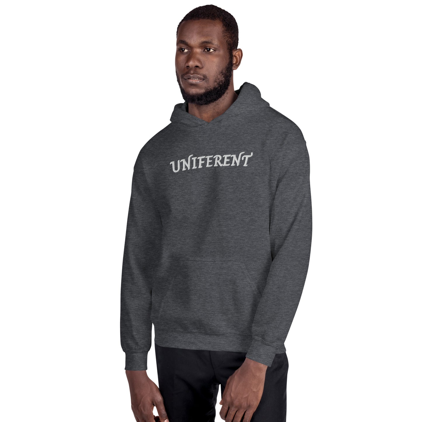 UNIFERENT EMB LARGE Full Logo Centre Dark Unisex Hoodie (124)