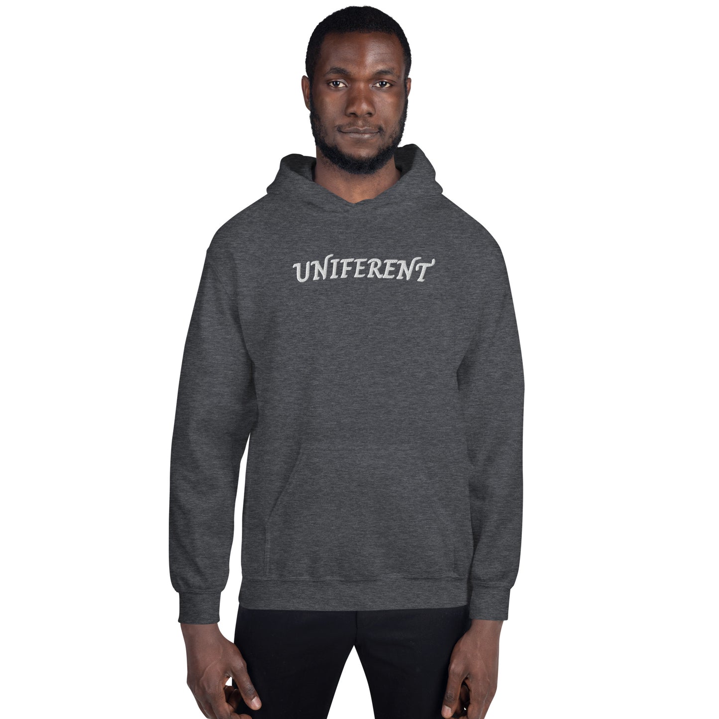 UNIFERENT EMB LARGE Full Logo Centre Dark Unisex Hoodie (124)