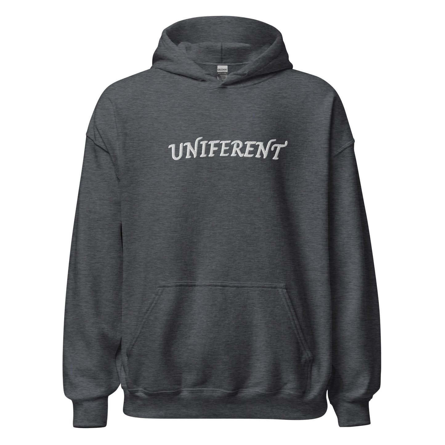 UNIFERENT FULL LOGO Large Centre Embroidered Dark Unisex Hoodie (143)