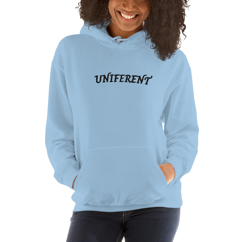 UNIFERENT FULL LOGO Large Centre Embroidered Light Unisex Hoodie (142)