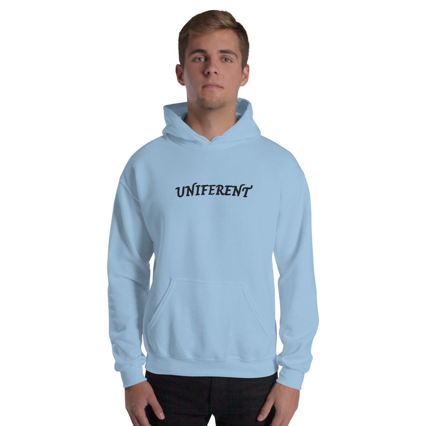 UNIFERENT FULL LOGO Large Centre Embroidered Light Unisex Hoodie (142)