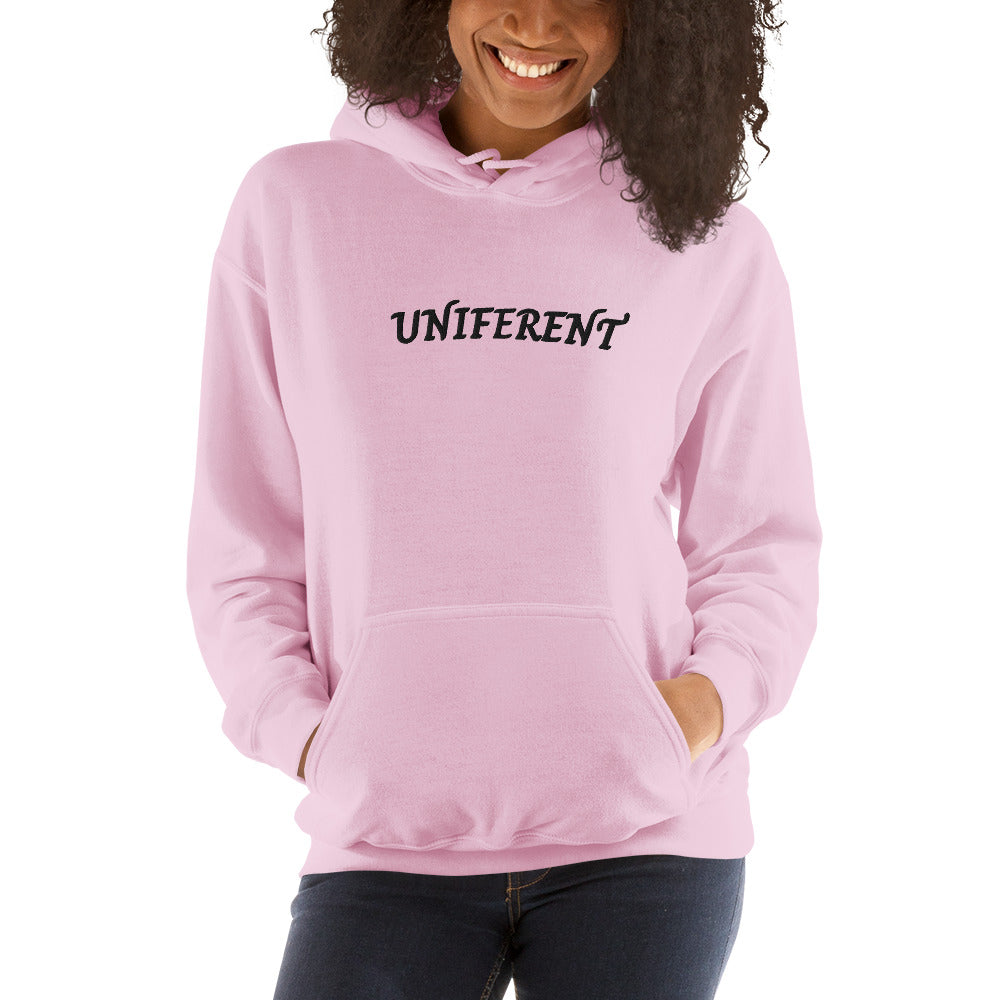 UNIFERENT FULL LOGO Large Centre Embroidered Light Unisex Hoodie (142)