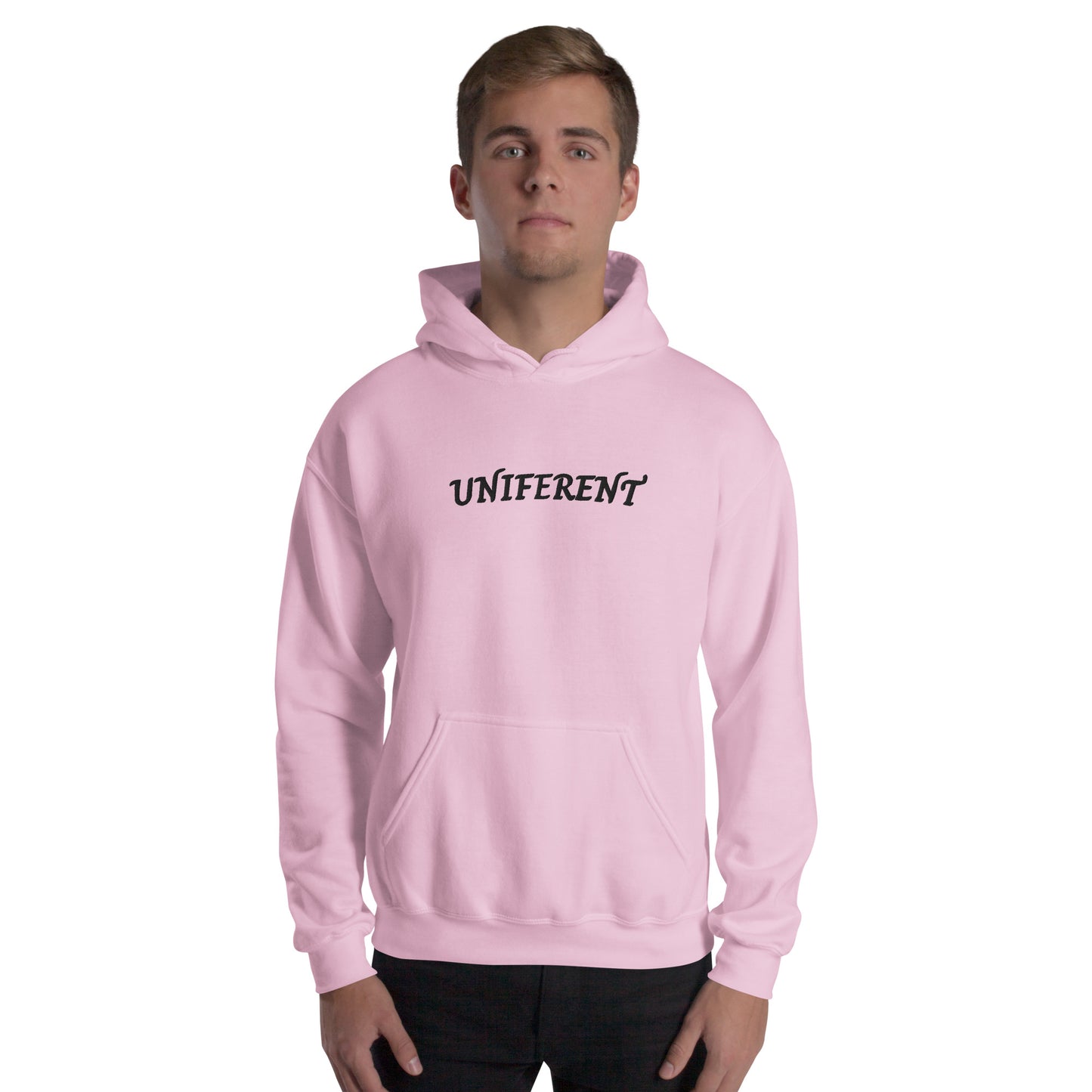 UNIFERENT FULL LOGO Large Centre Embroidered Light Unisex Hoodie (142)