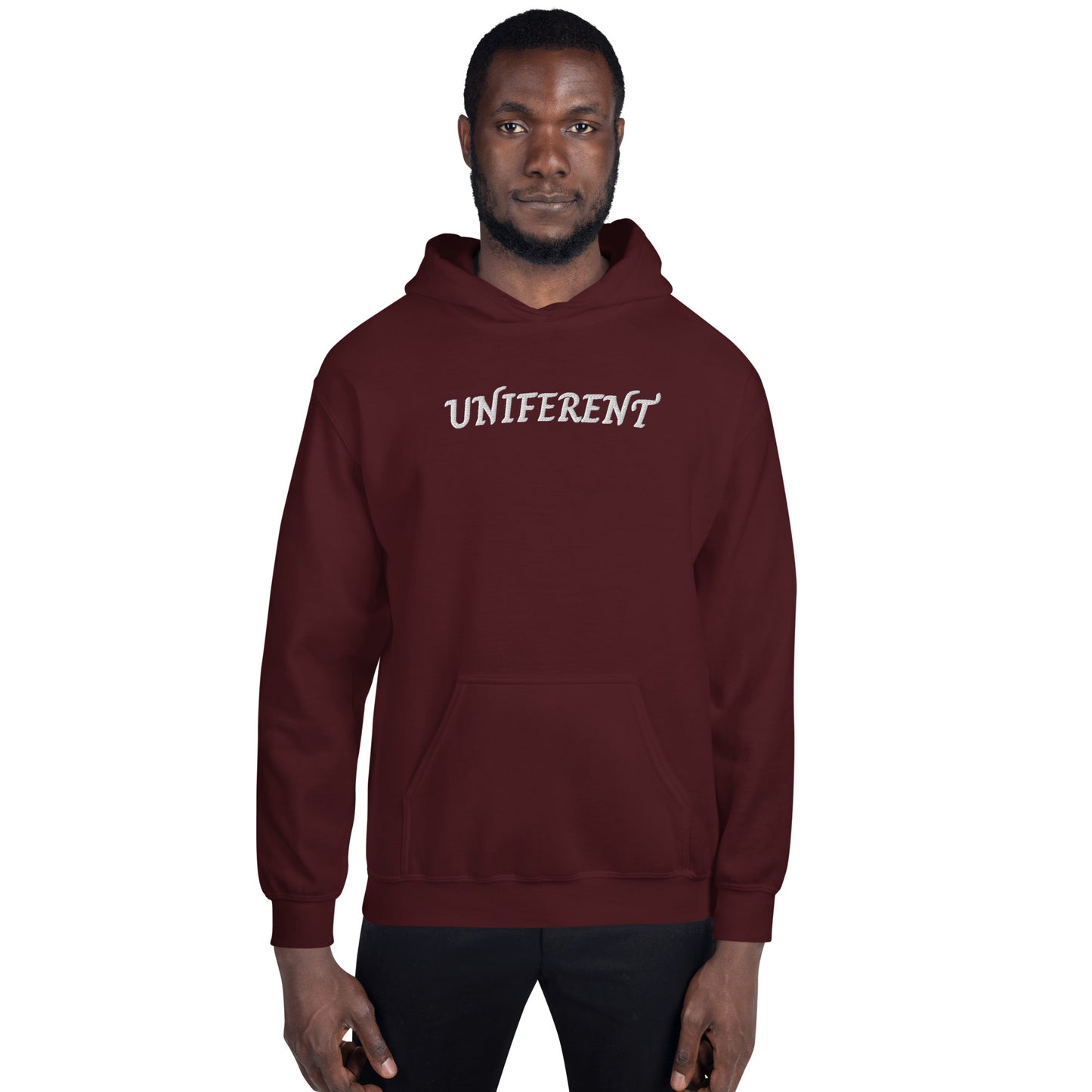 UNIFERENT EMB LARGE Full Logo Centre Dark Unisex Hoodie (124)