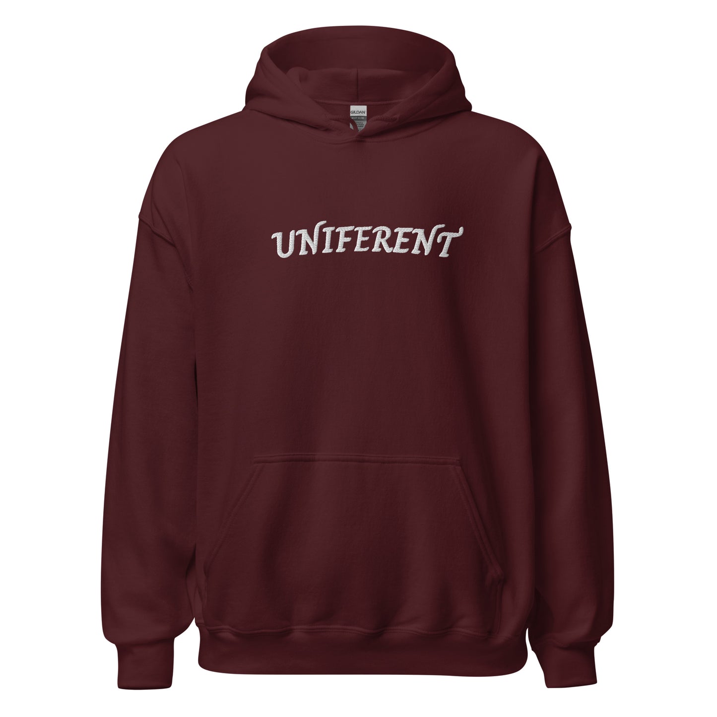 UNIFERENT FULL LOGO Large Centre Embroidered Dark Unisex Hoodie (143)