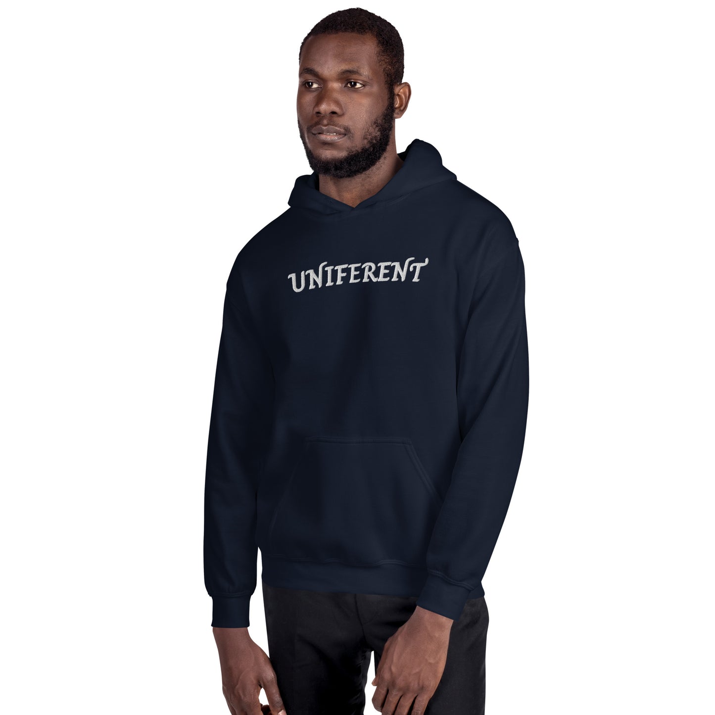 UNIFERENT EMB LARGE Full Logo Centre Dark Unisex Hoodie (124)