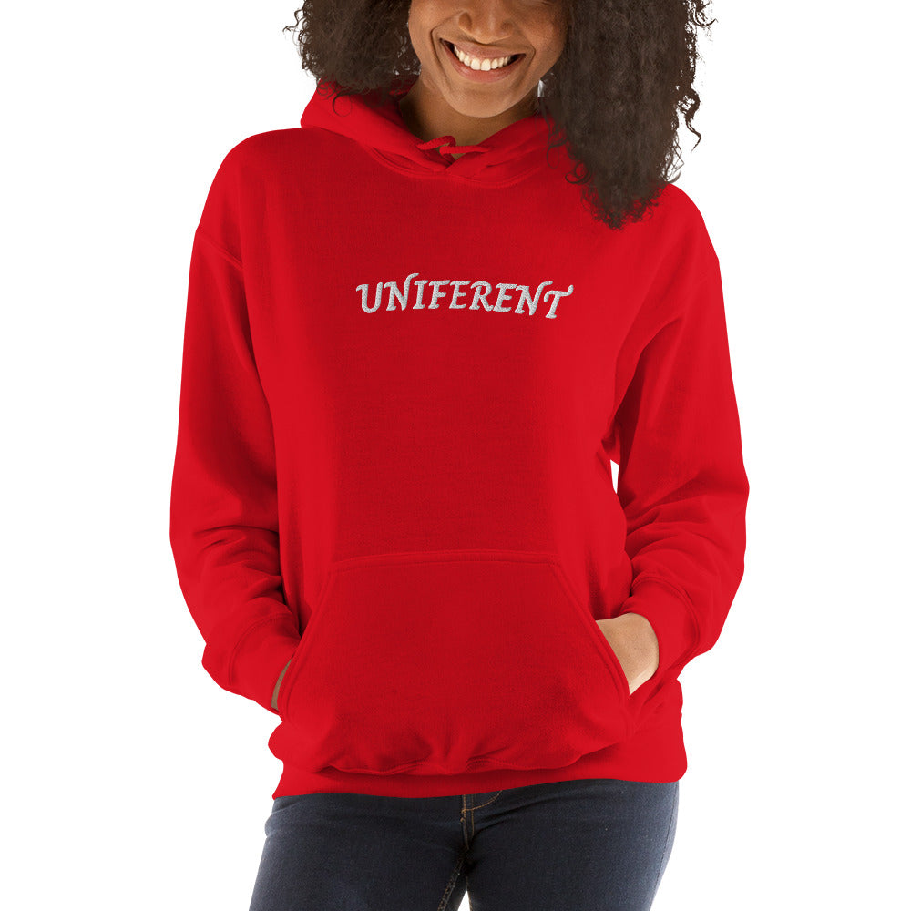 UNIFERENT FULL LOGO Large Centre Embroidered Dark Unisex Hoodie (143)