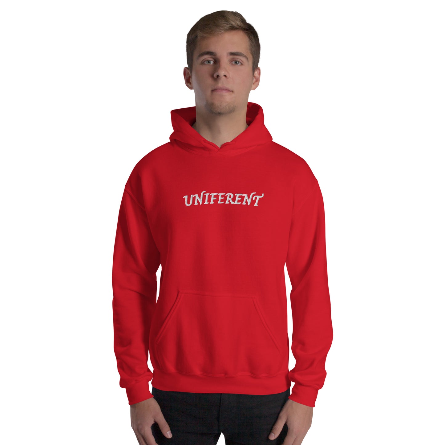 UNIFERENT FULL LOGO Large Centre Embroidered Dark Unisex Hoodie (143)