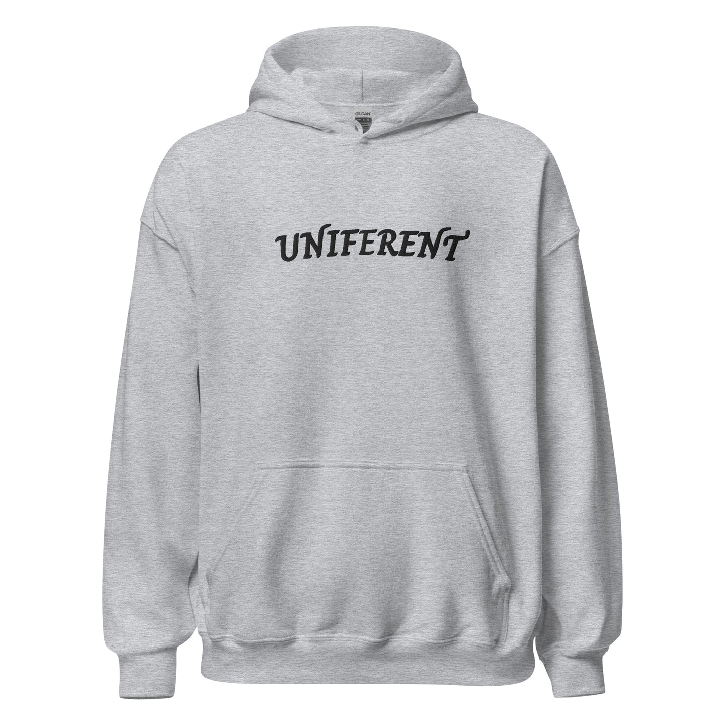 UNIFERENT FULL LOGO Large Centre Embroidered Light Unisex Hoodie (142)