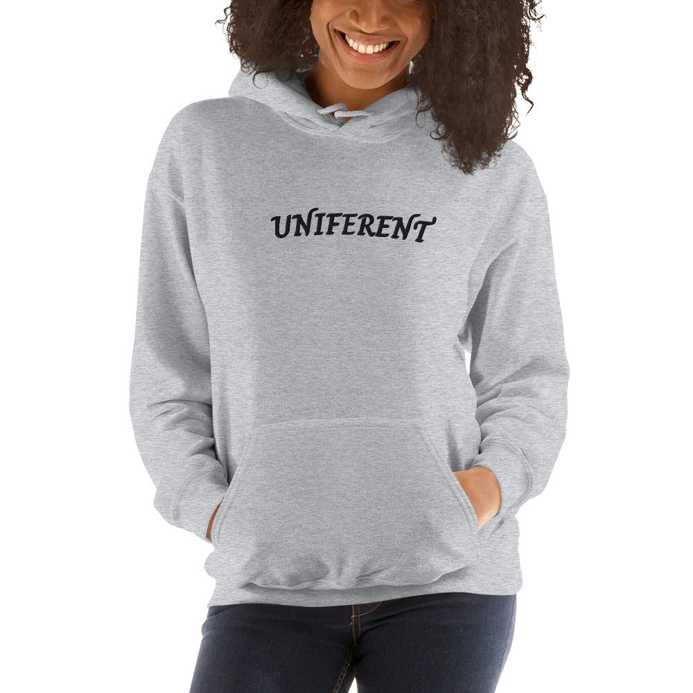 UNIFERENT FULL LOGO Large Centre Embroidered Light Unisex Hoodie (142)