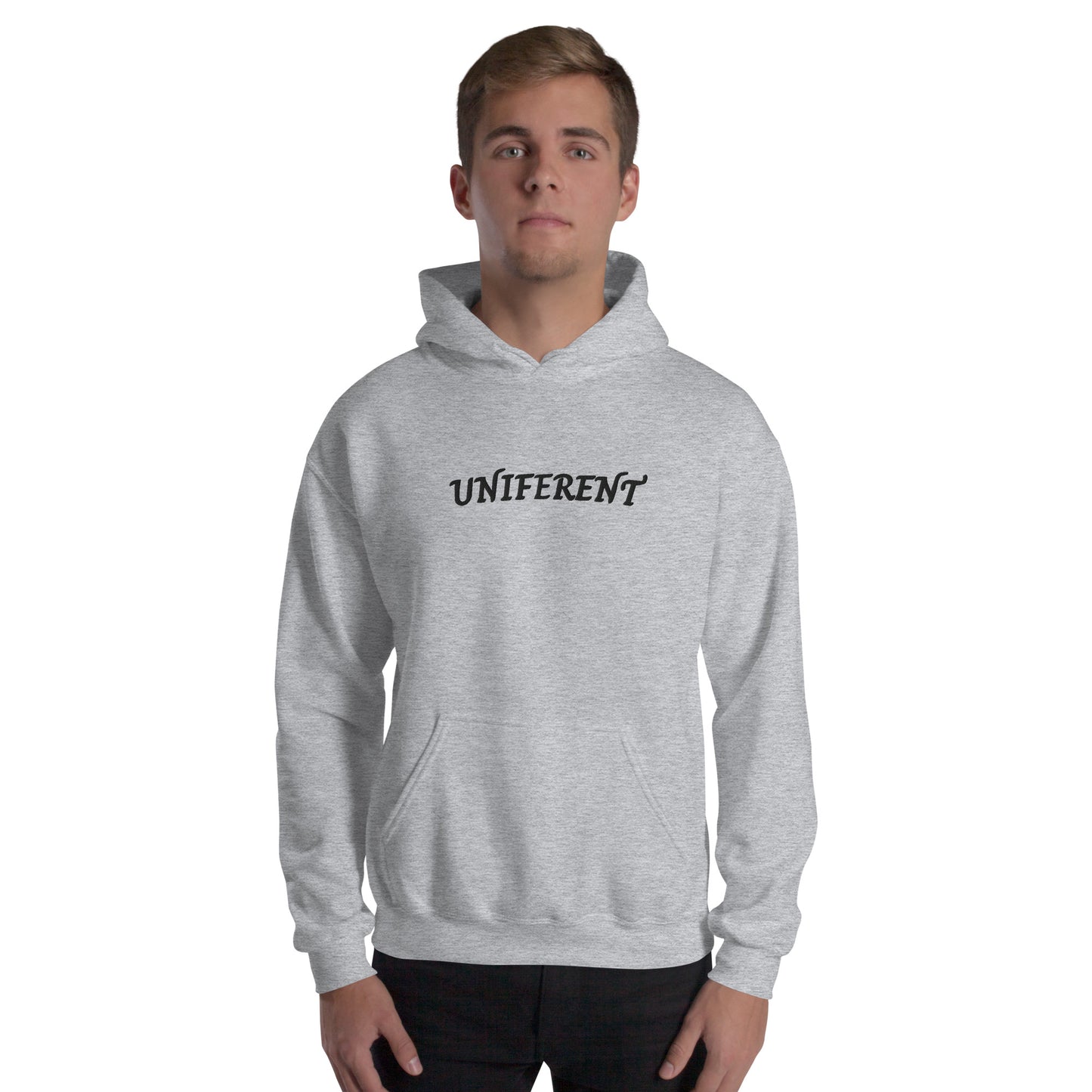 UNIFERENT FULL LOGO Large Centre Embroidered Light Unisex Hoodie (142)