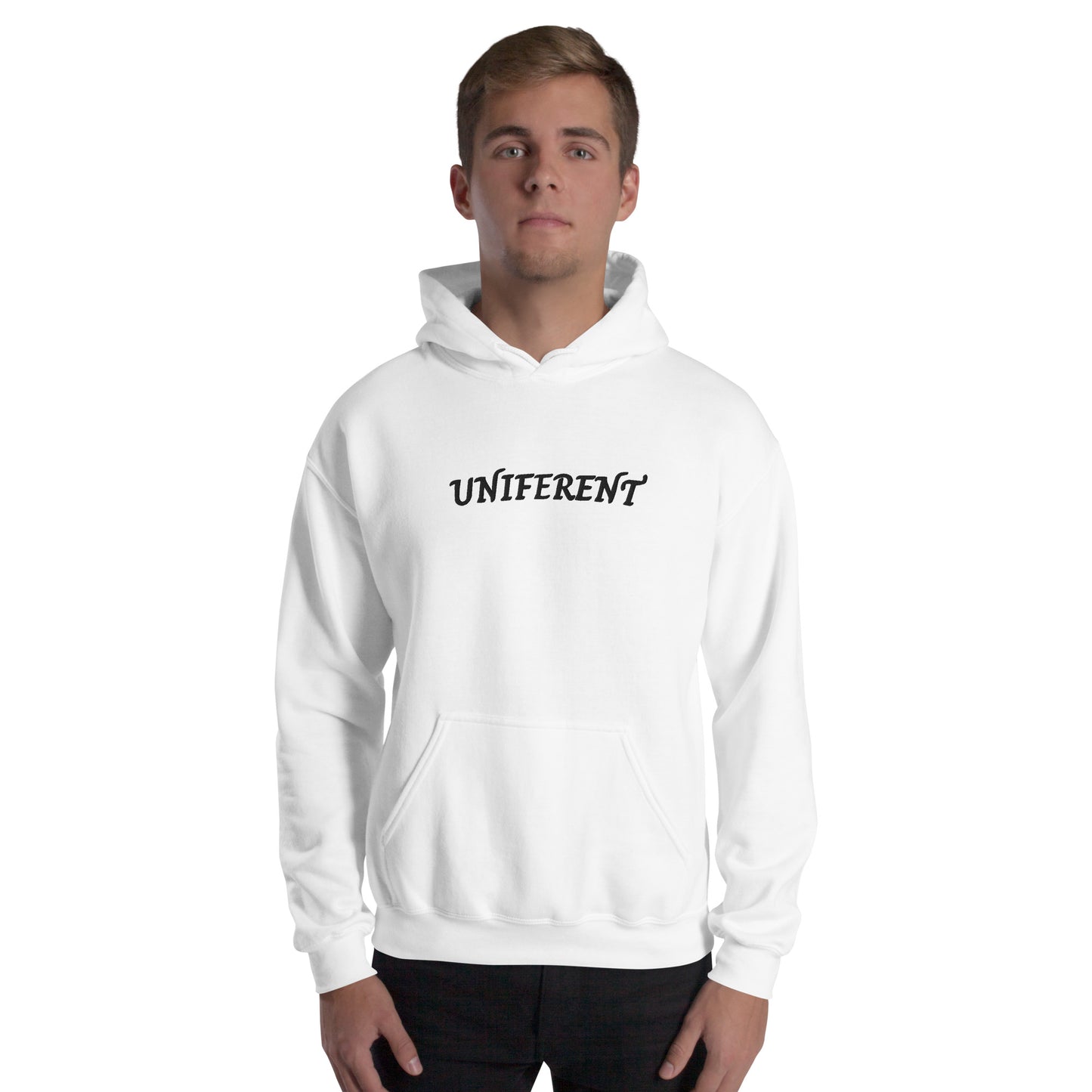 UNIFERENT FULL LOGO Large Centre Embroidered Light Unisex Hoodie (142)