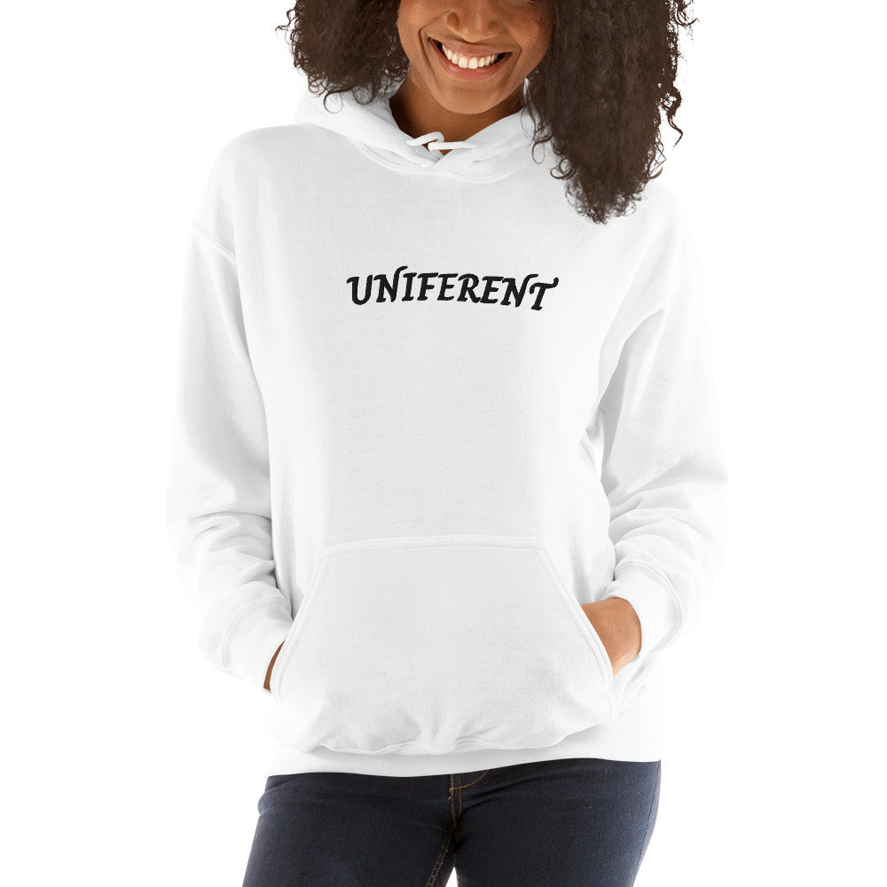 UNIFERENT FULL LOGO Large Centre Embroidered Light Unisex Hoodie (142)