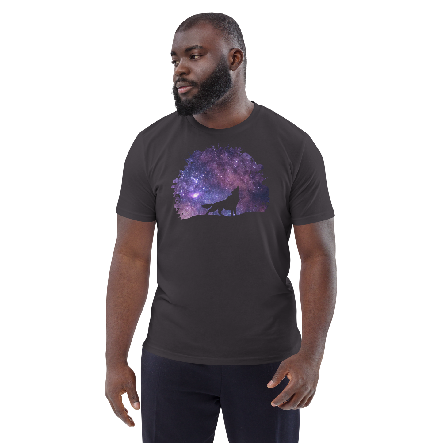 THE UNIFERENT Dark Skies Wolf One Inverted Dark Unisex organic cotton t-shirt (103)