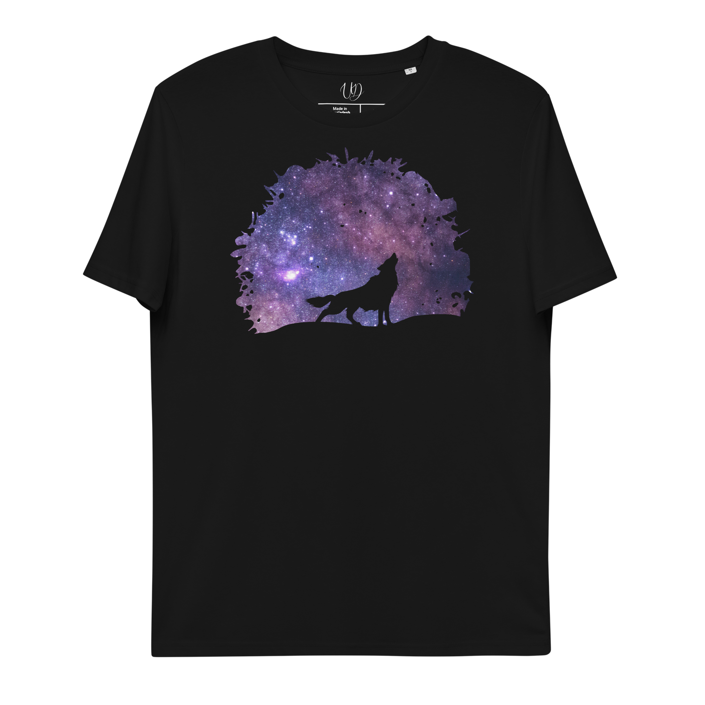 THE UNIFERENT Dark Skies Wolf One Inverted Dark Unisex organic cotton t-shirt (103)