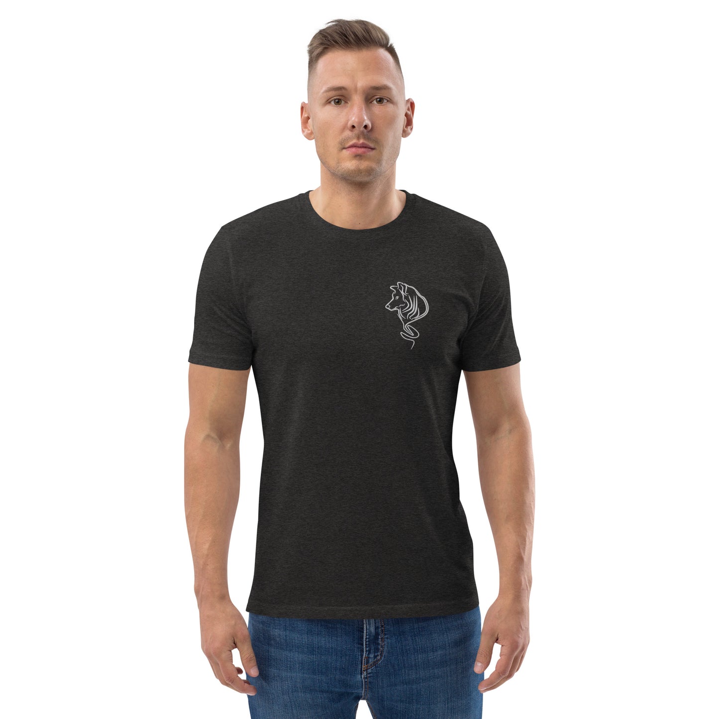 UNIFERENT DARK SKIES Embroidered Wolf Dark Unisex organic t-shirt (111)