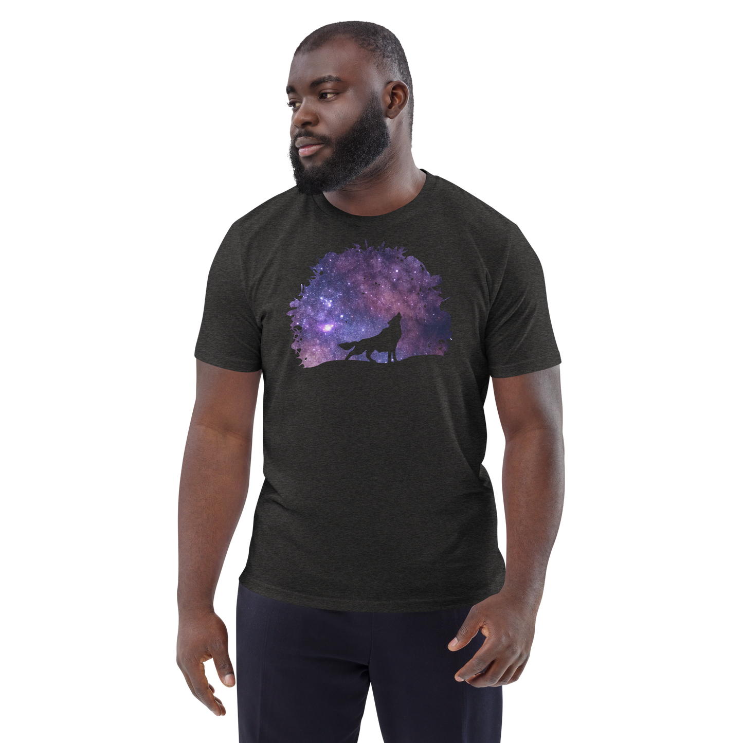 THE UNIFERENT Dark Skies Wolf One Inverted Dark Unisex organic cotton t-shirt (103)