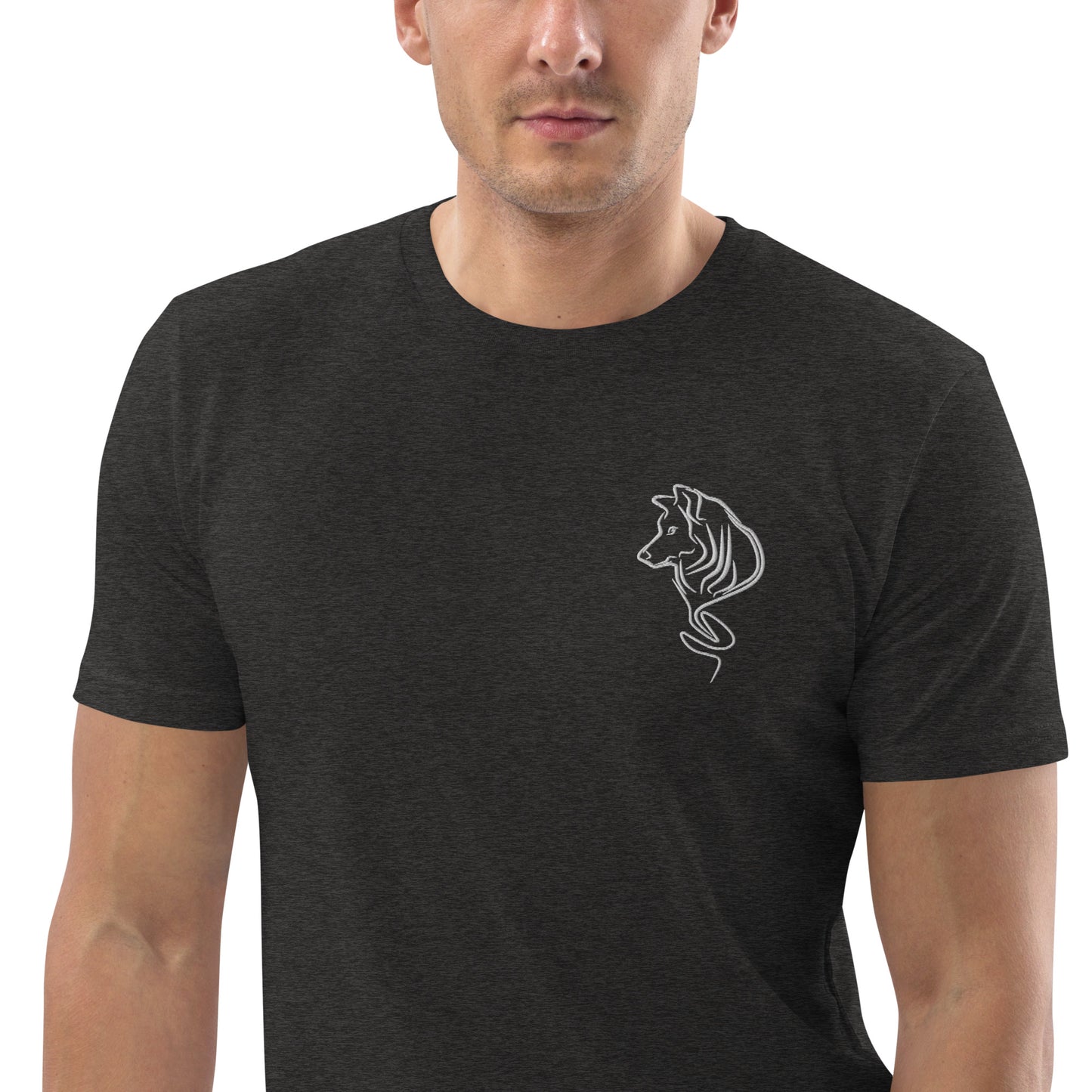 UNIFERENT DARK SKIES Embroidered Wolf Dark Unisex organic t-shirt (111)