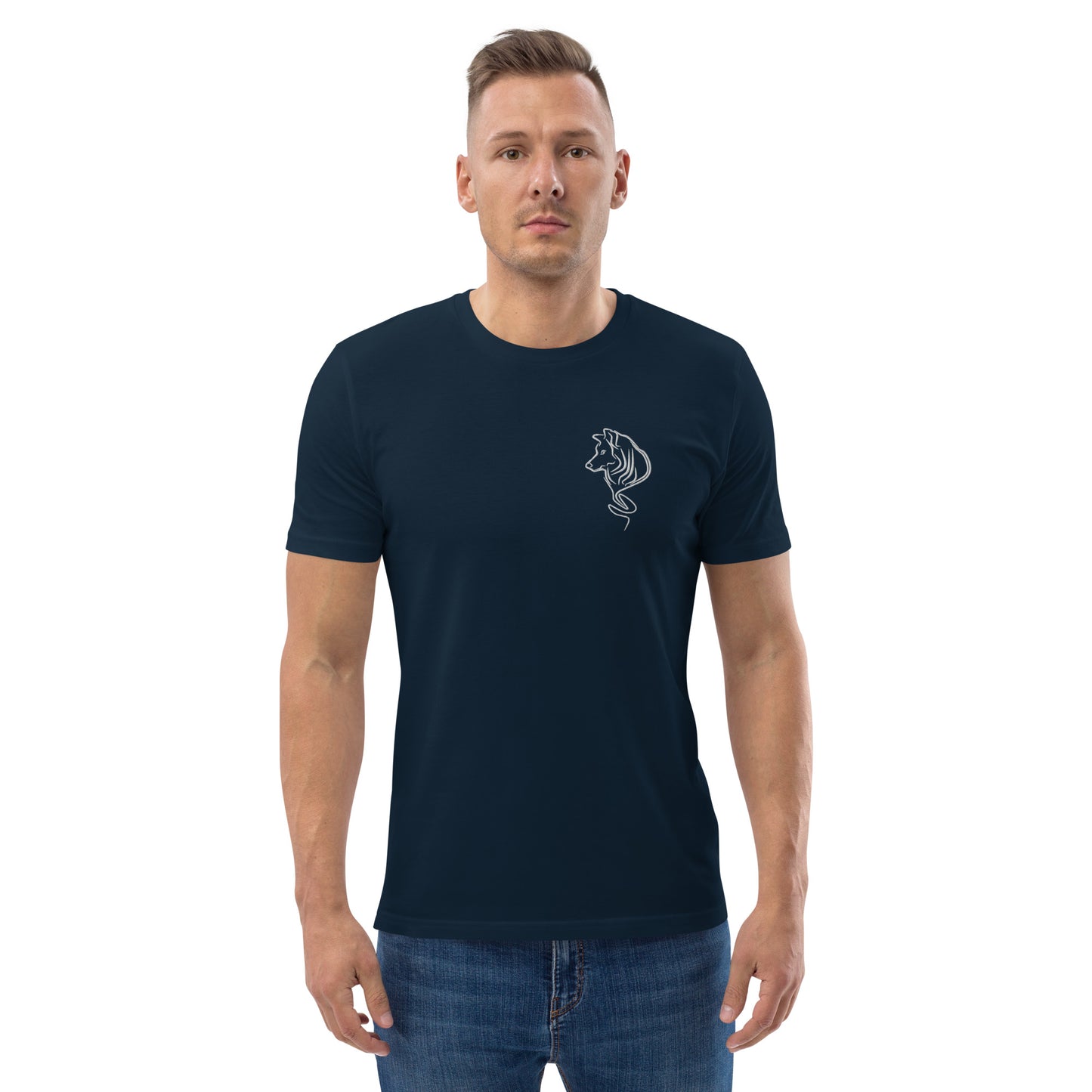 UNIFERENT DARK SKIES Embroidered Wolf Dark Unisex organic t-shirt (111)