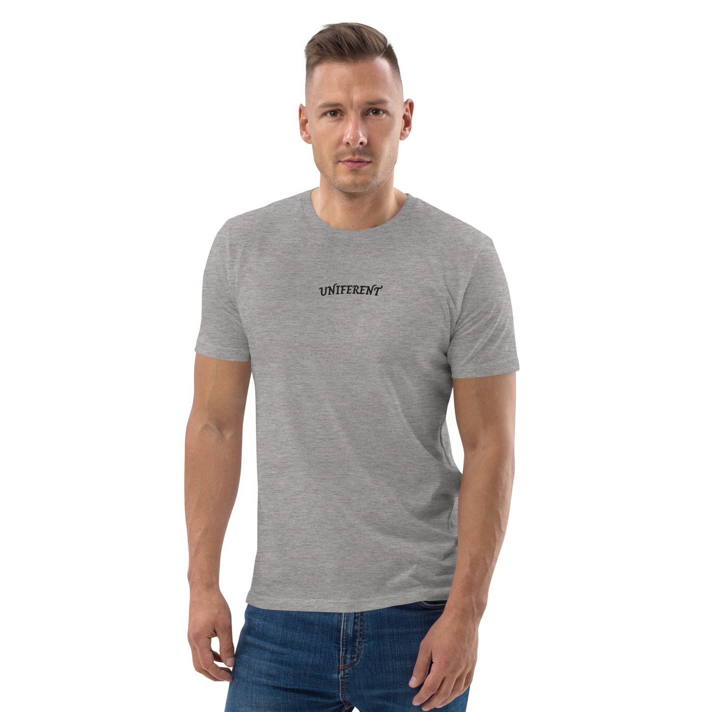 UNIFERENT EMB CENTRE Curved Logo Light Unisex organic cotton t-shirt (121)