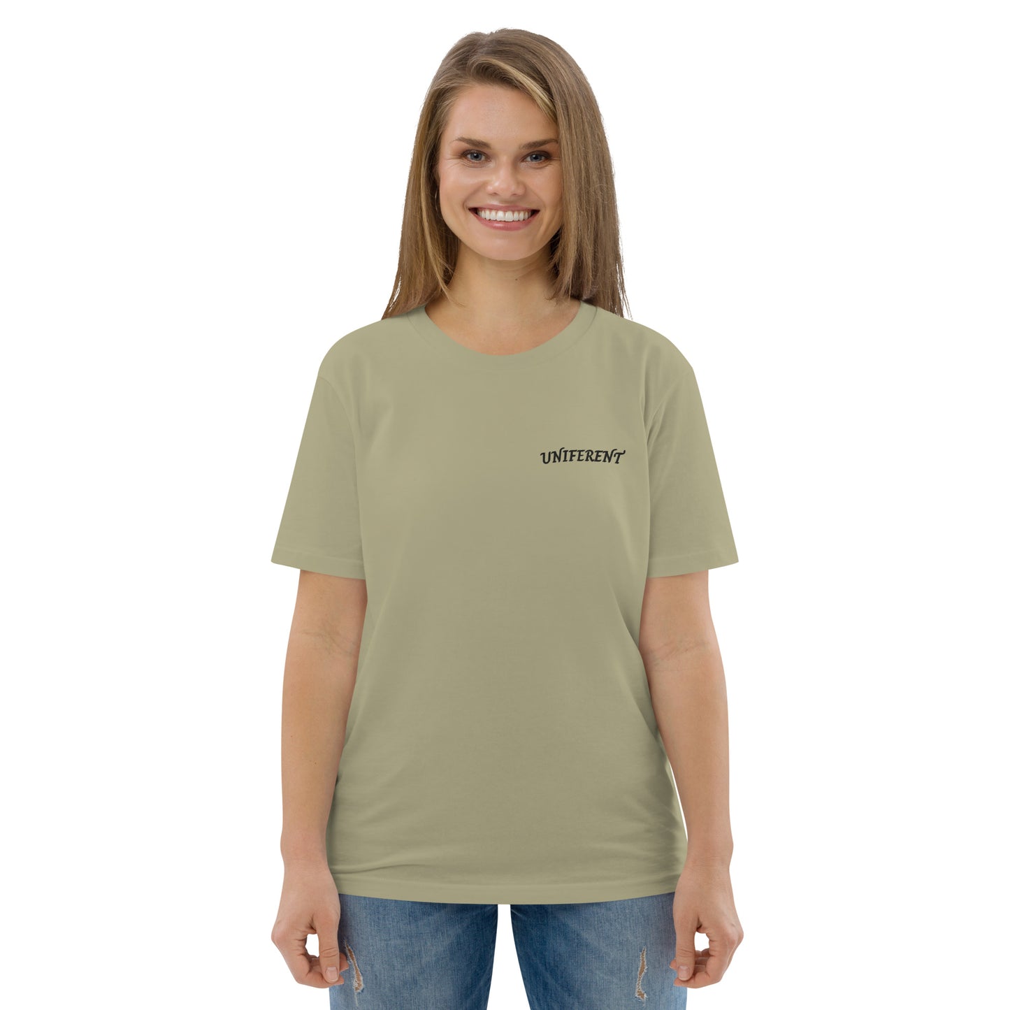 UNIFERENT EMB LEFT Curved Logo Light Unisex organic cotton t-shirt (131)